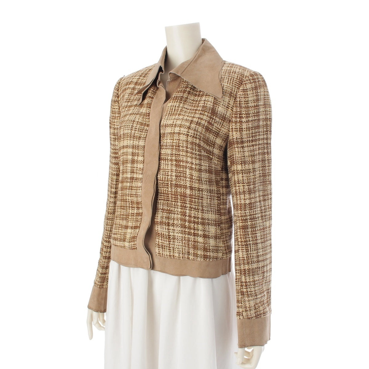 DOLCE&GABBANA Archive Leather Switch Leopard Print tailored jacket Yellow Brown Beige 44