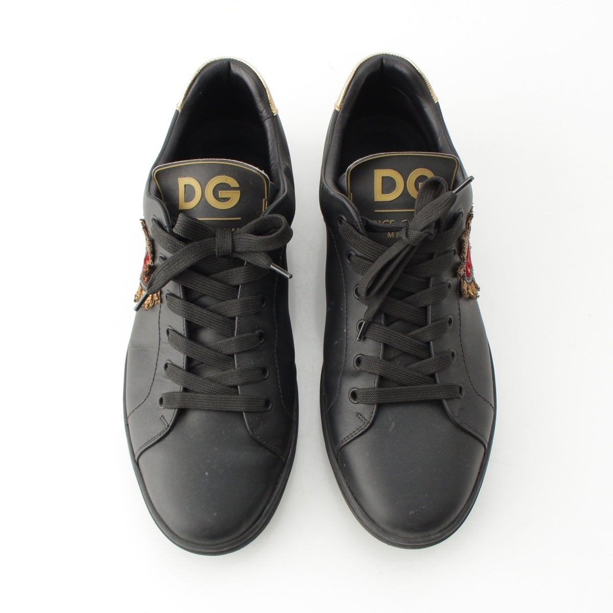 DOLCE&GABBANA Heart logo patch sneakers shoes CS1640 black 10