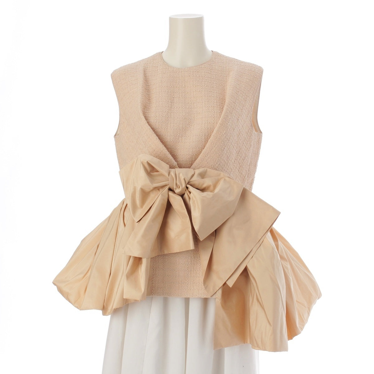 Drawer Silk taffeta tweed sleeveless Tunic blouse 6521-299-0998 beige