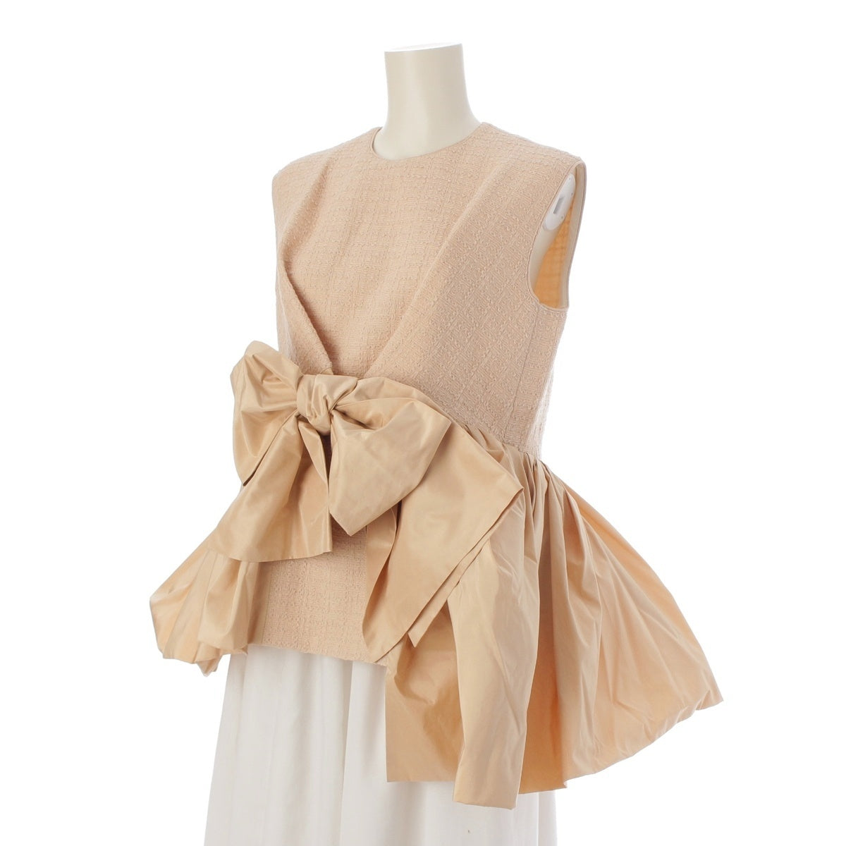 Drawer Silk taffeta tweed sleeveless Tunic blouse 6521-299-0998 beige