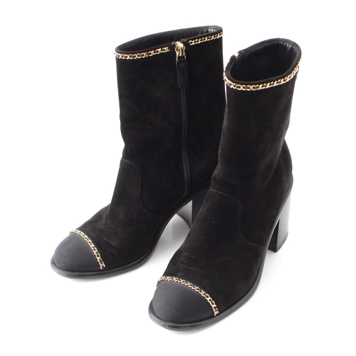 CHANEL suede COCO Mark Chain Uncle boots shoes G37822 black 36C