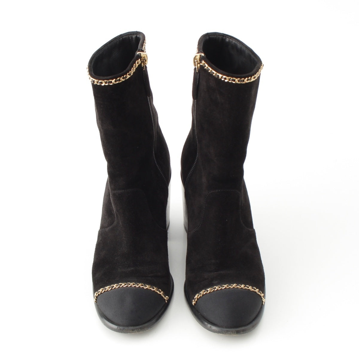 CHANEL suede COCO Mark Chain Uncle boots shoes G37822 black 36C