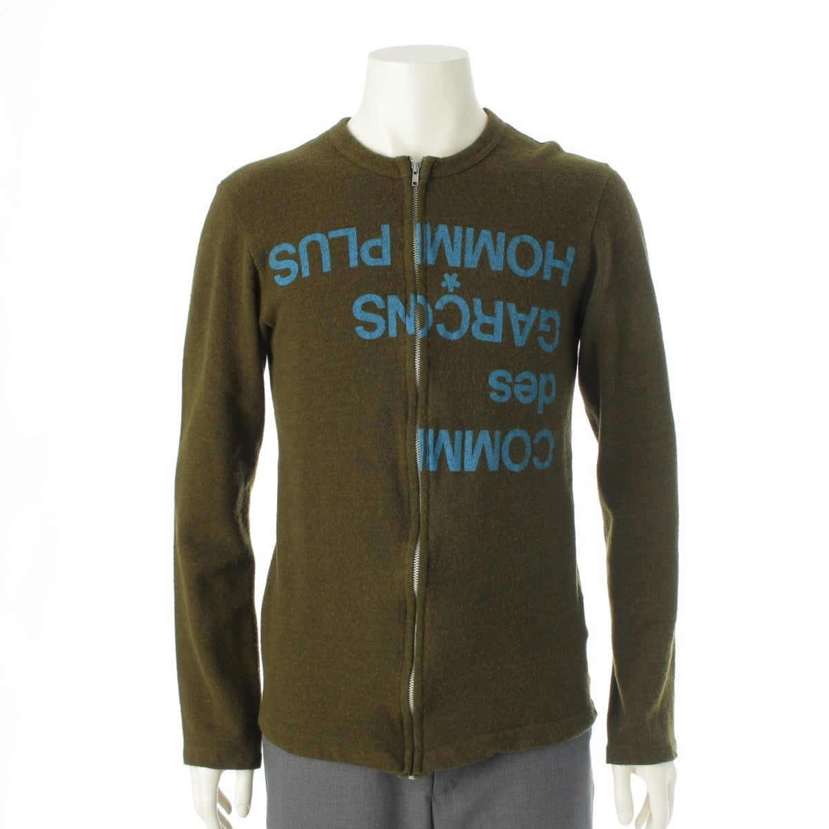 COMME des GARCONS HOMME PLUS logo zip up knit PT040440 khaki
