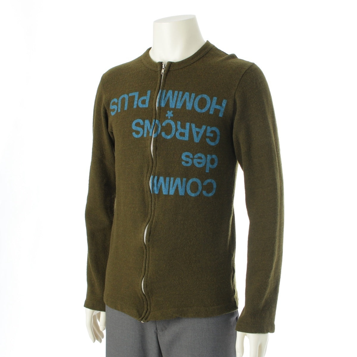 COMME des GARCONS HOMME PLUS logo zip up knit PT040440 khaki