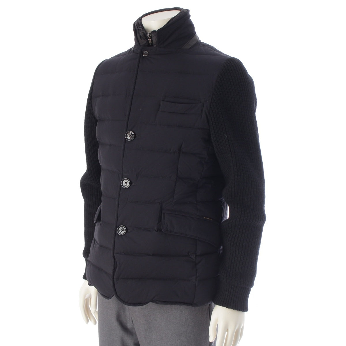 MooRER ROGERS-KNM Nylon Wool Cashmere Knit switching Down jacket outer Navy 48