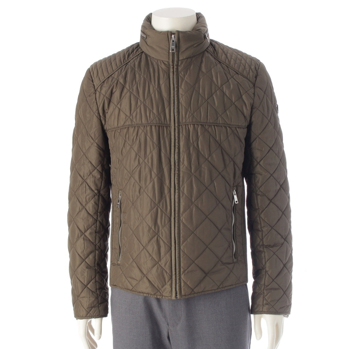 PRADA Nylon Quilted padded zip-up jacket Blouson outer SGH036 khaki 48