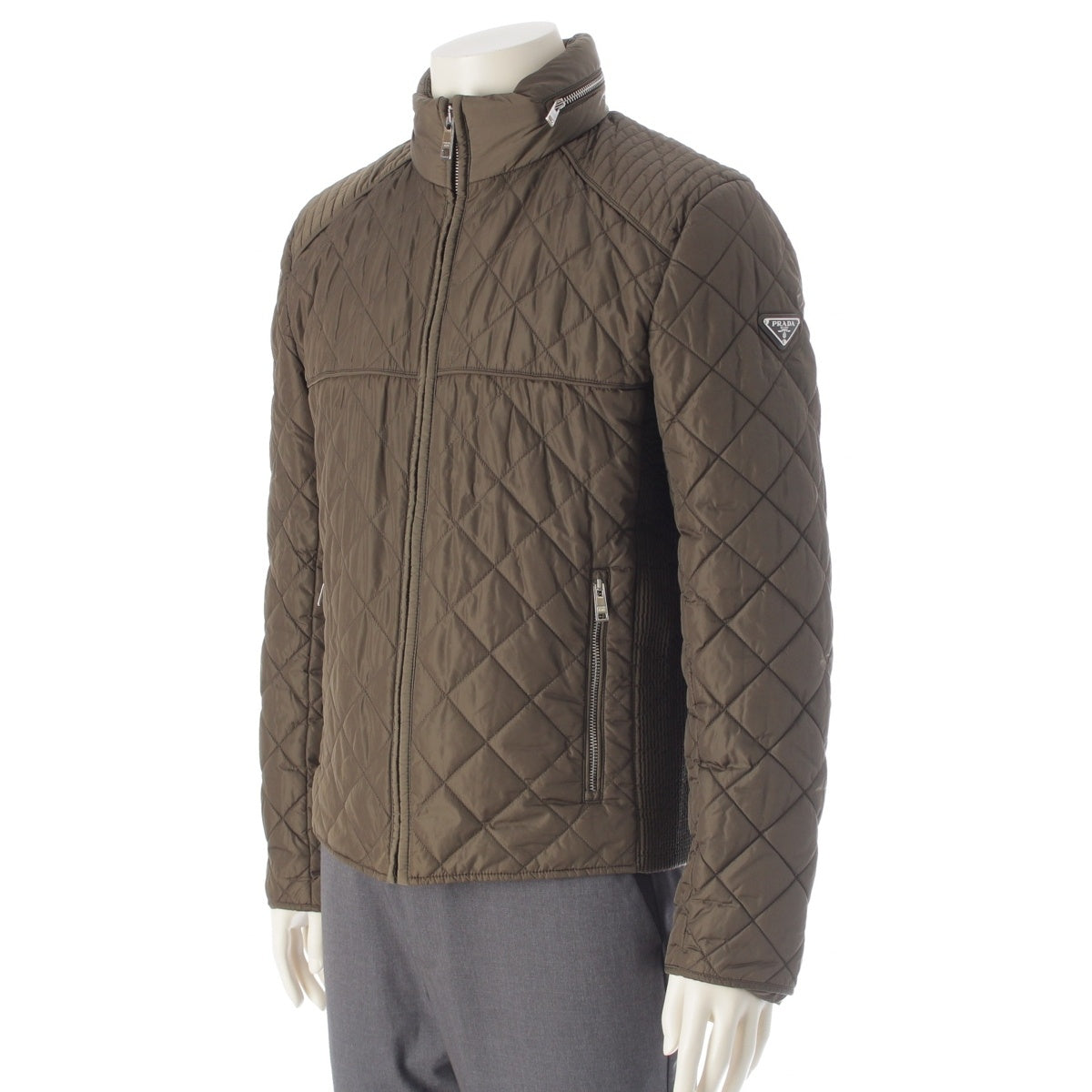 PRADA Nylon Quilted padded zip-up jacket Blouson outer SGH036 khaki 48