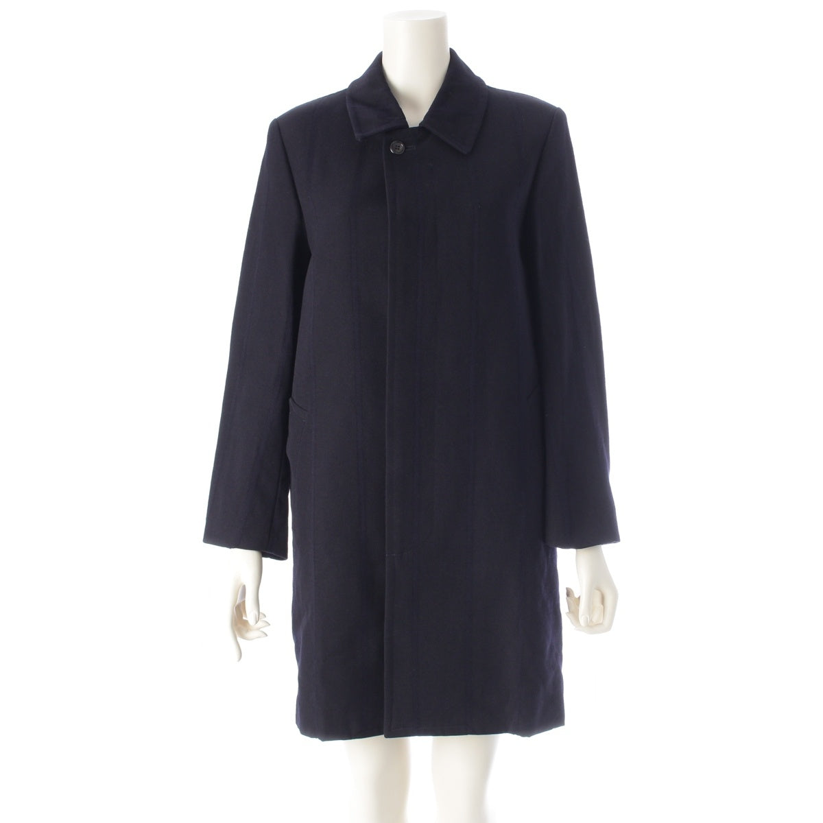 COMME des GARCONS wool Striped Embroidery Medium Stainless collar coat outer GC-C014 Navy S