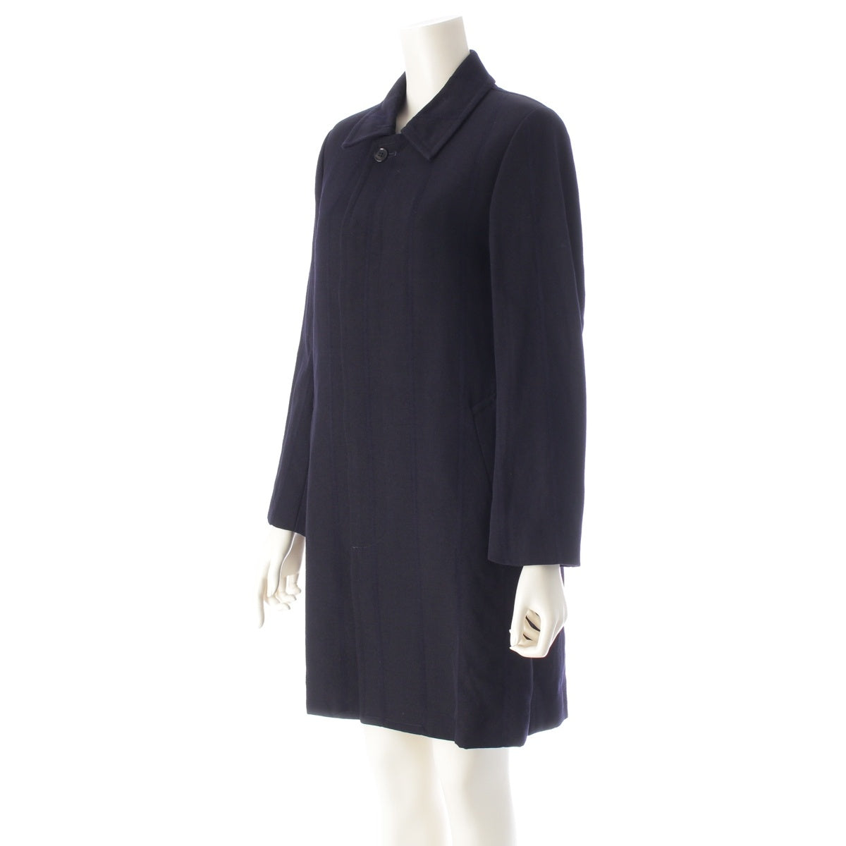 COMME des GARCONS wool Striped Embroidery Medium Stainless collar coat outer GC-C014 Navy S