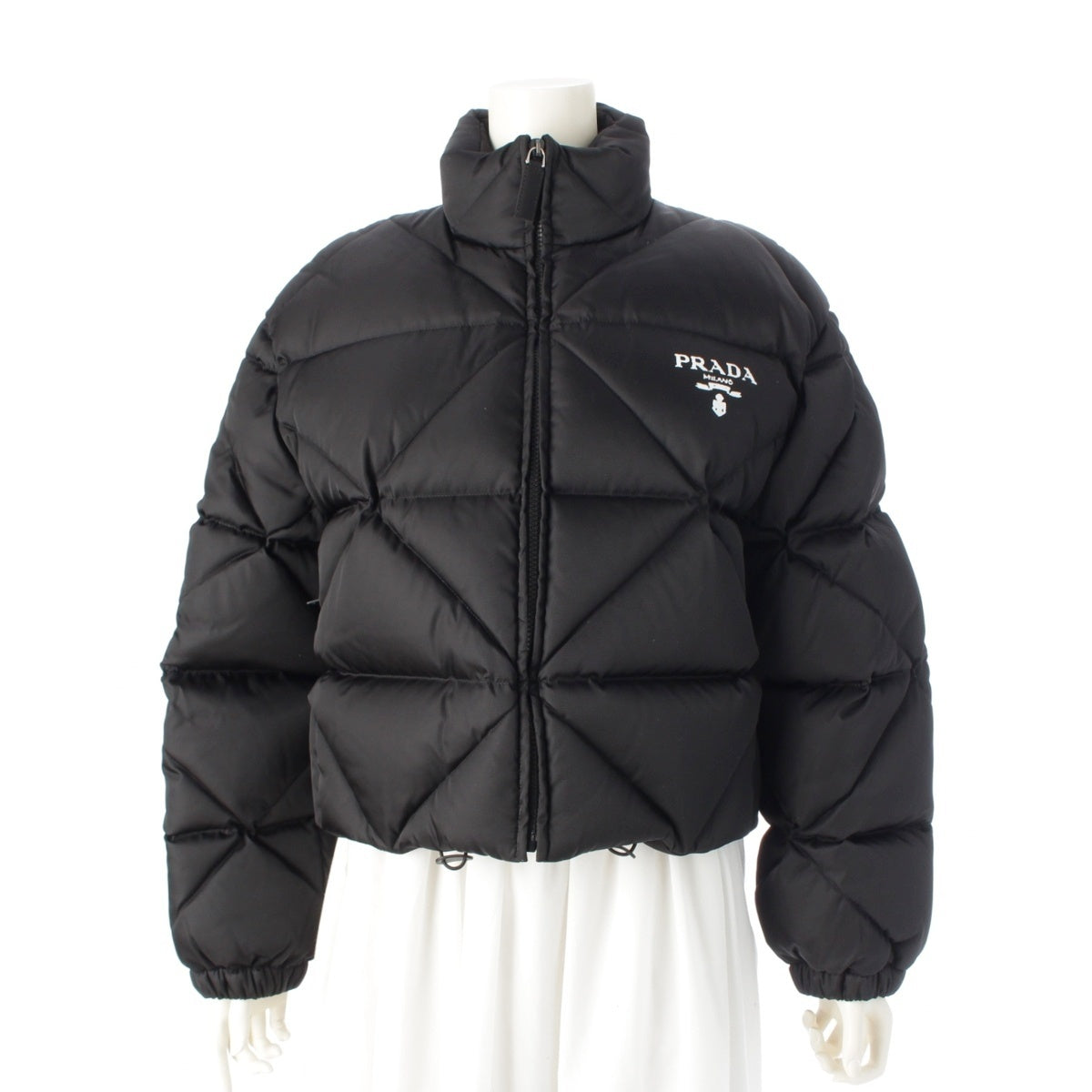 PRADA Renylon Padded Logo Cropped Down jacket outer 291947 black 38