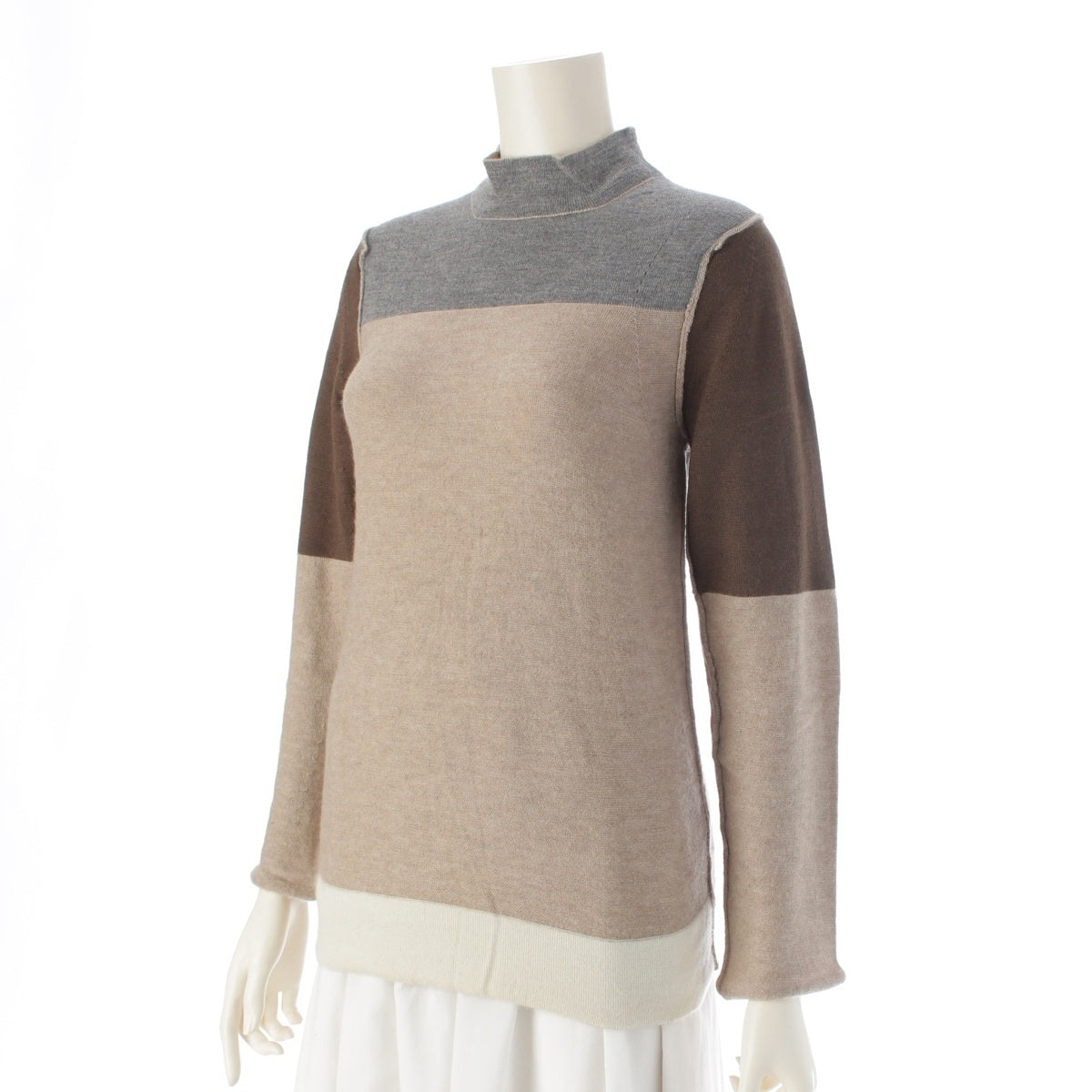 COMME des GARCONS cashmere mock neck knit sweater Long sleeve top GN-040330 Beige brown multicolor