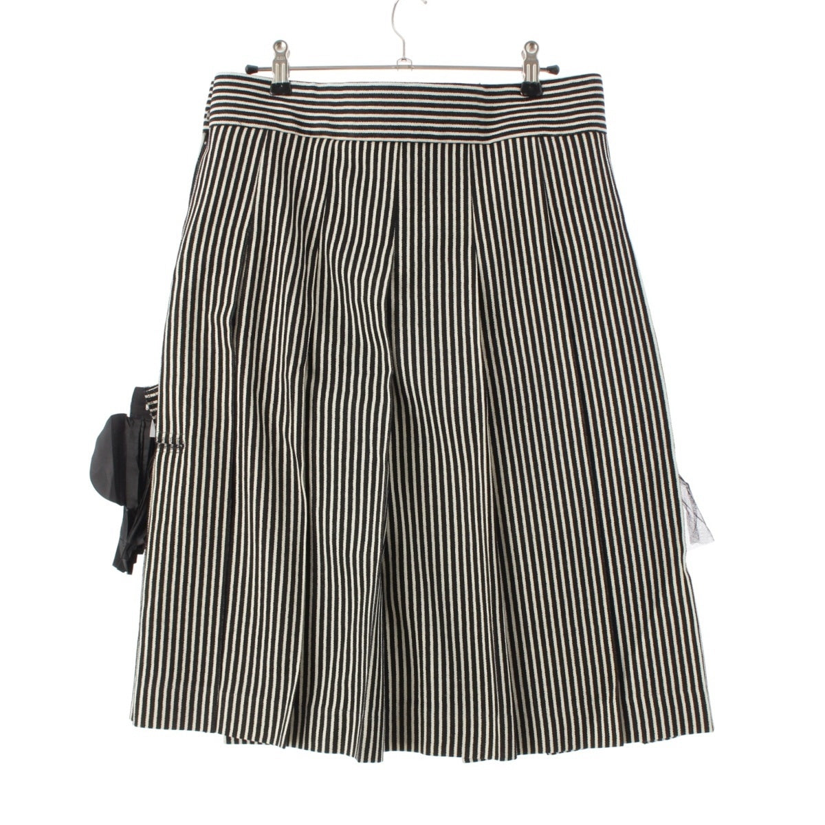 COMME des GARCONS wool Frill design stripe tuck skirt Bottoms GN-S017 White x black S