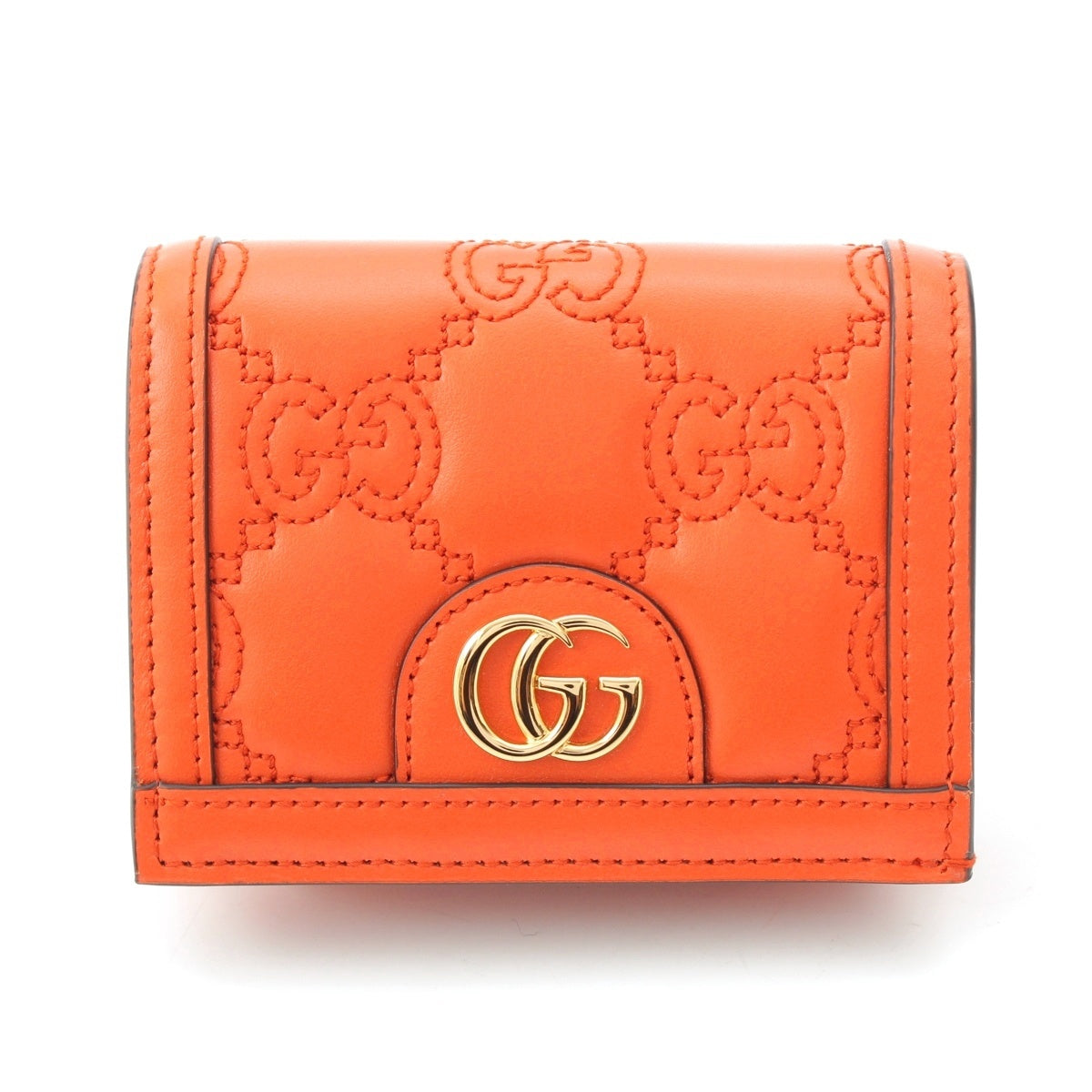GUCCI leather GG Matelasse Compact Wallet Bifold Wallet 723786 Orange