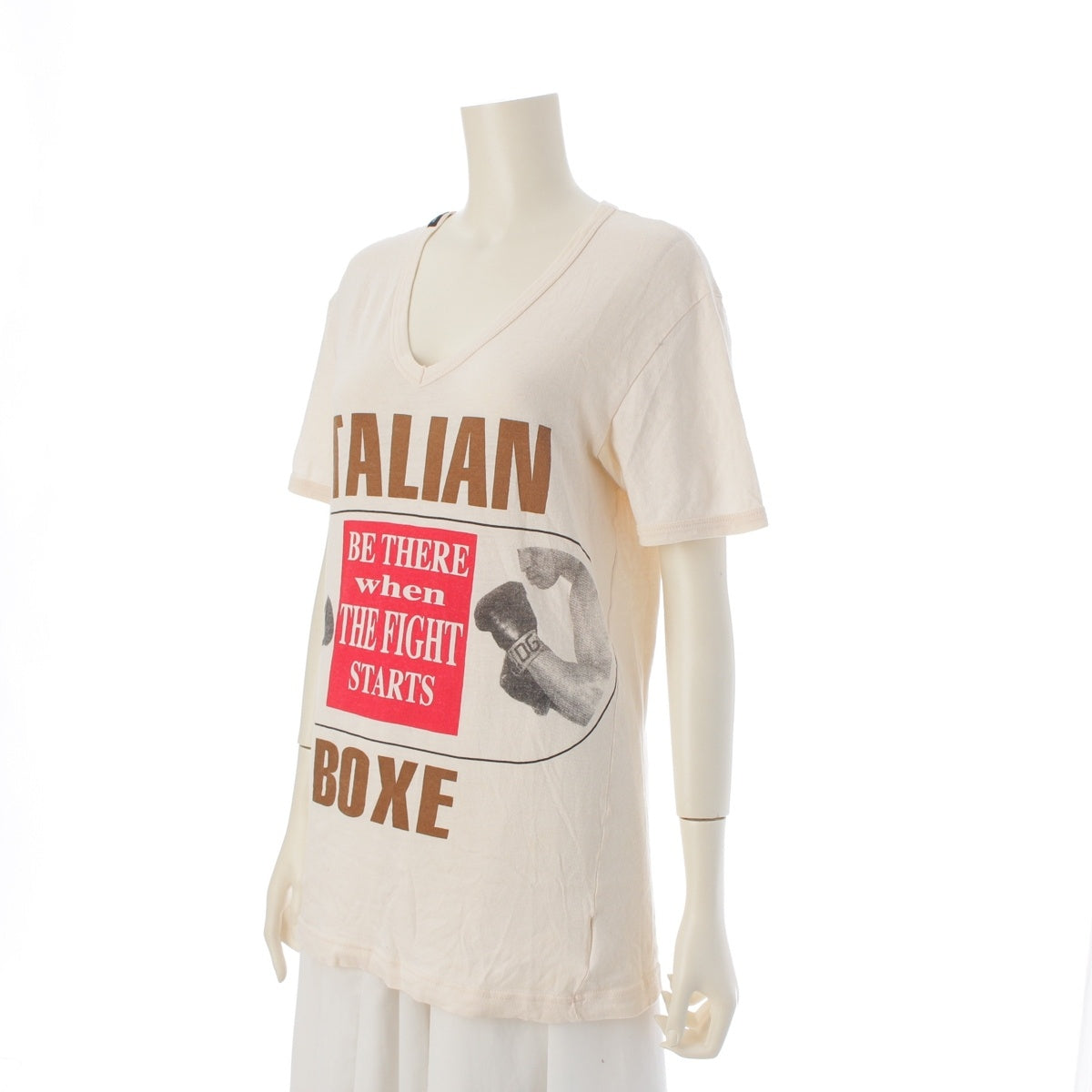 DOLCE&GABBANA Muhammad Ali V-neck graphic Short sleeve T-shirt tops beige 46