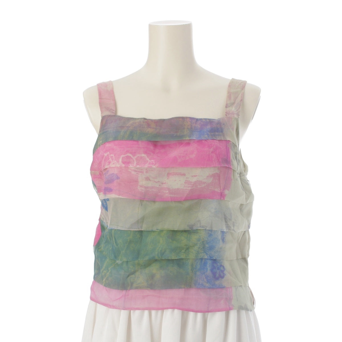 GIORGIO ARMANI silk Flower motif side zip camisole tops multicolor 40
