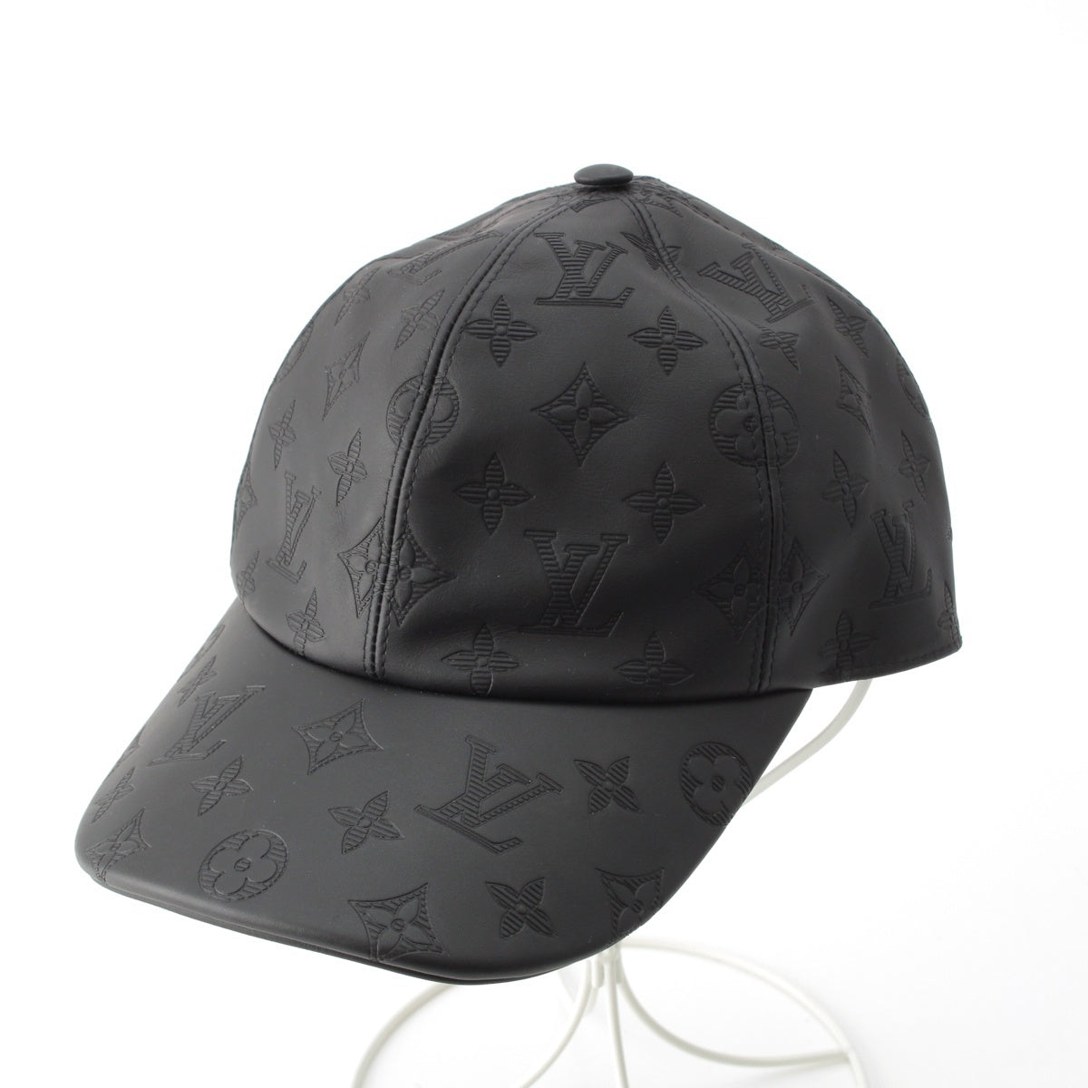 LOUIS VUITTON leather Monogram Shadow Baseball Hat cap M76580 black