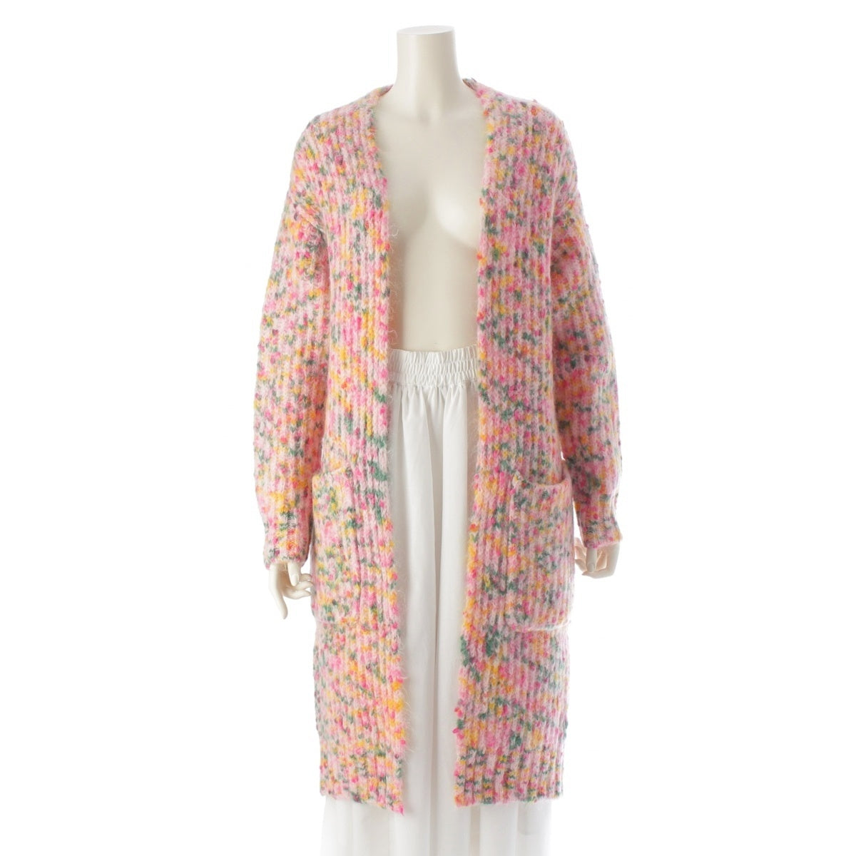 Drawer Mohair Wool 5G rib knit long knit cardigan Jacket 6515-199-0527 multicolor