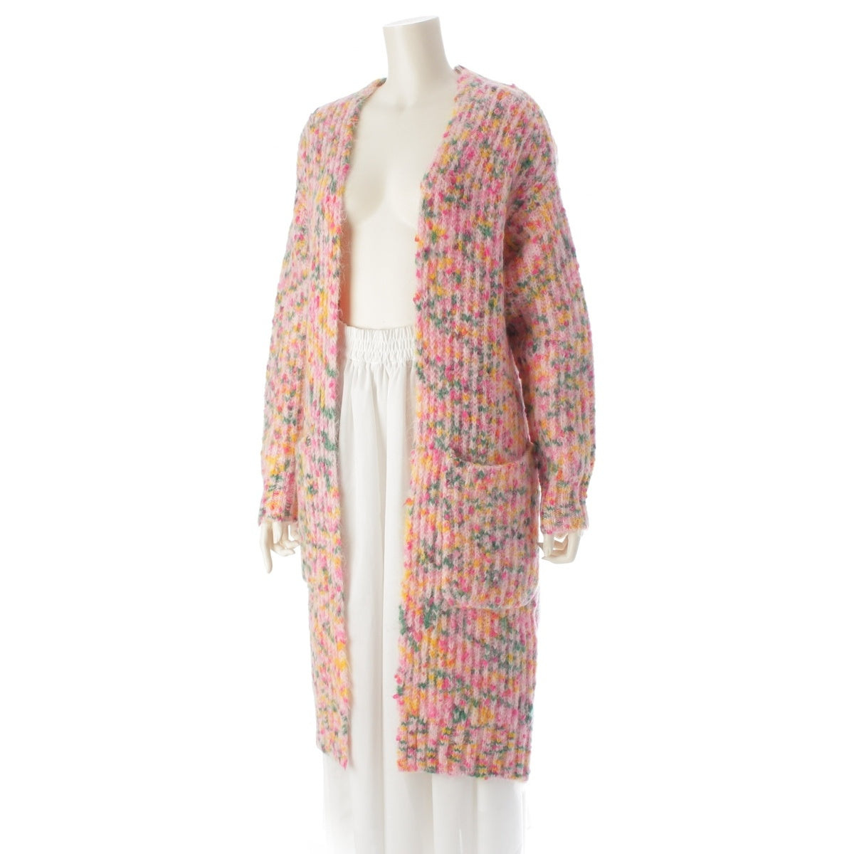 Drawer Mohair Wool 5G rib knit long knit cardigan Jacket 6515-199-0527 multicolor