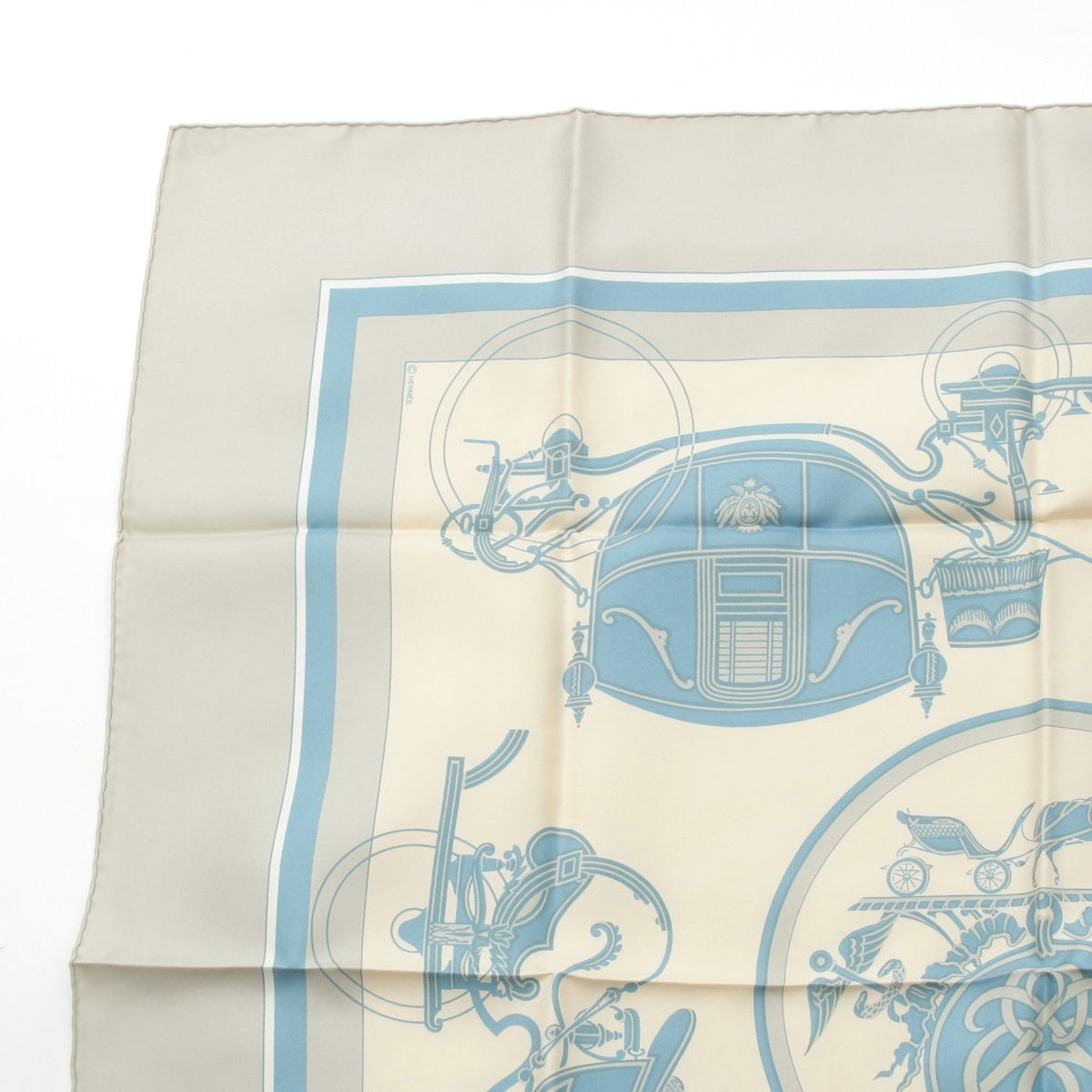 HERMES Carre 90 EX-LIBRIS silk scarf blue