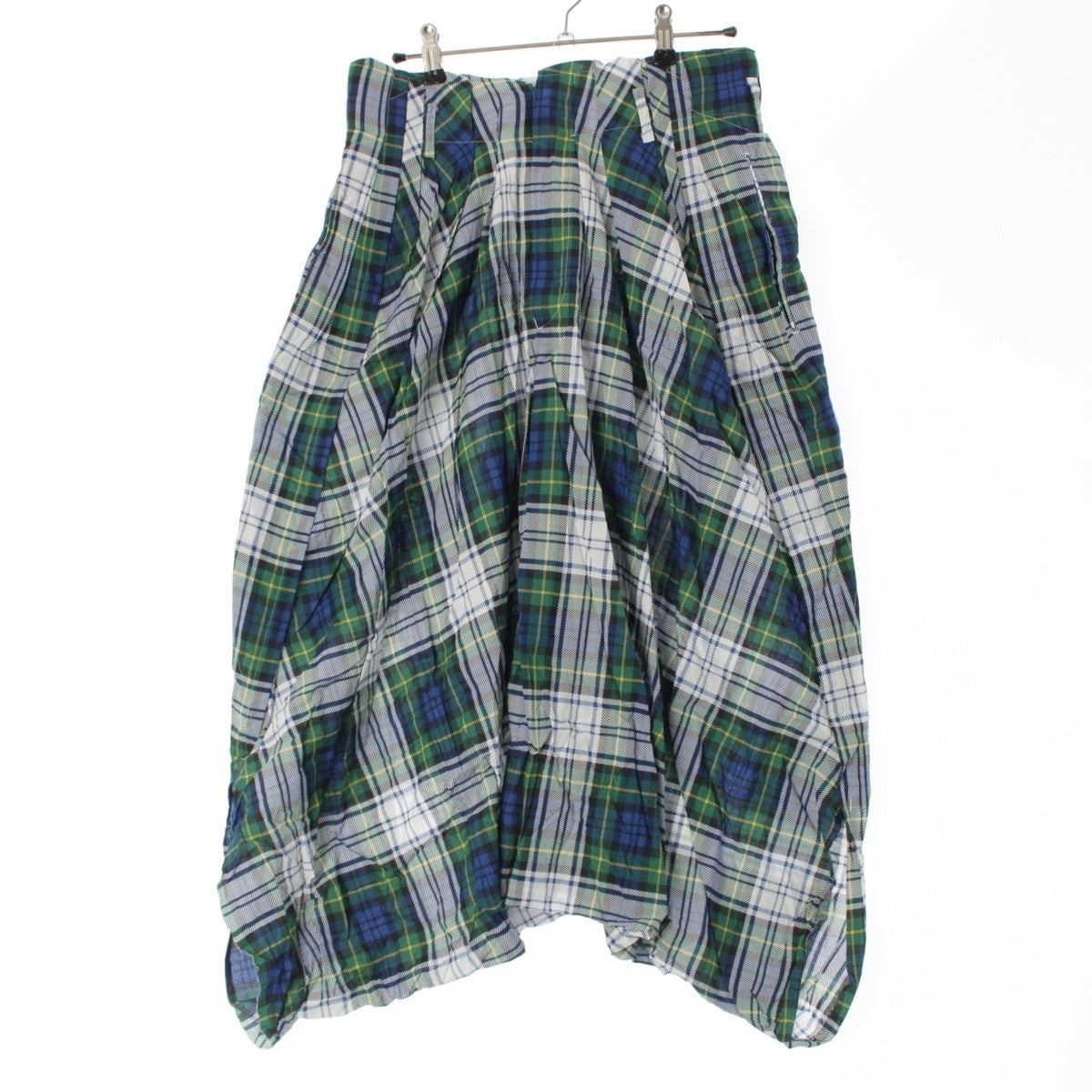 COMME des GARCONS cotton Check Wide Saruel pants Bottoms GQ-P013 White Green Blue Multicolor Stainless Steel