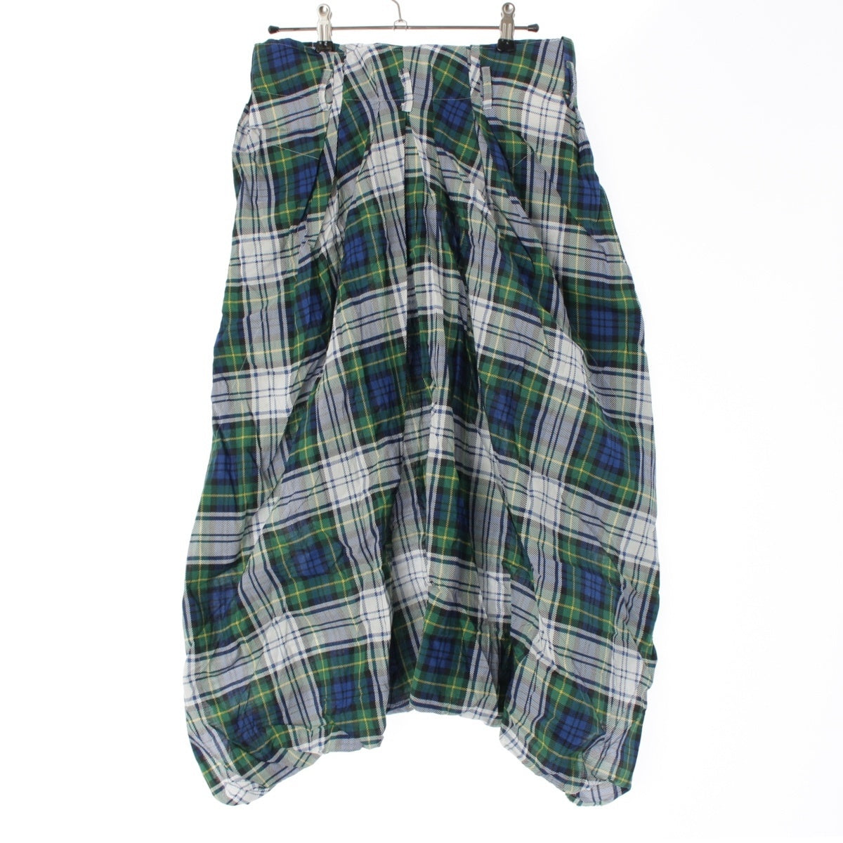 COMME des GARCONS cotton Check Wide Saruel pants Bottoms GQ-P013 White Green Blue Multicolor Stainless Steel