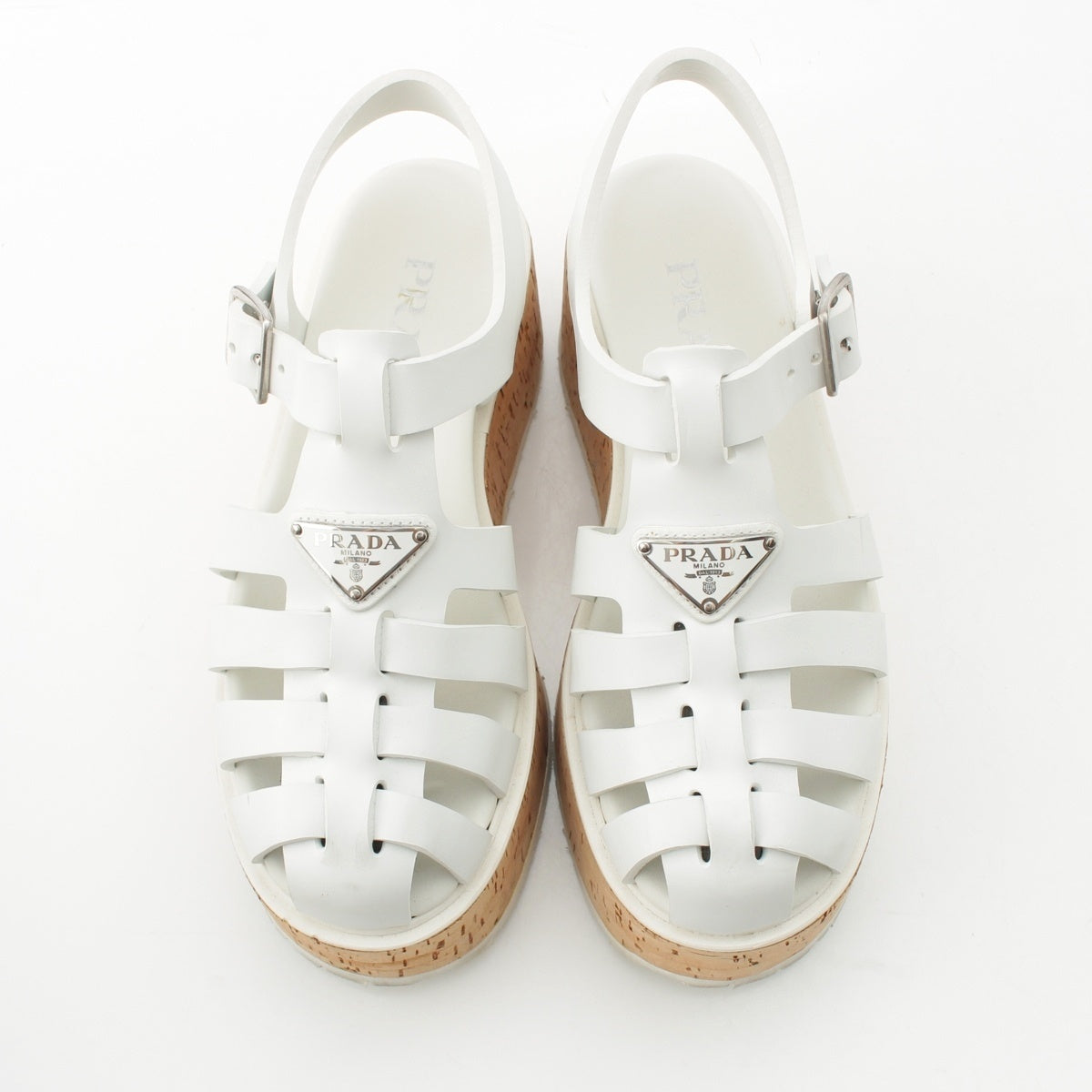 PRADA monolith Triangle logo Sandals white 37