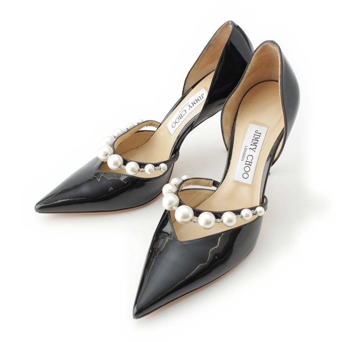 JIMMY CHOO AURELIE 85 patent Pearl and jewel pumps Mule black 36