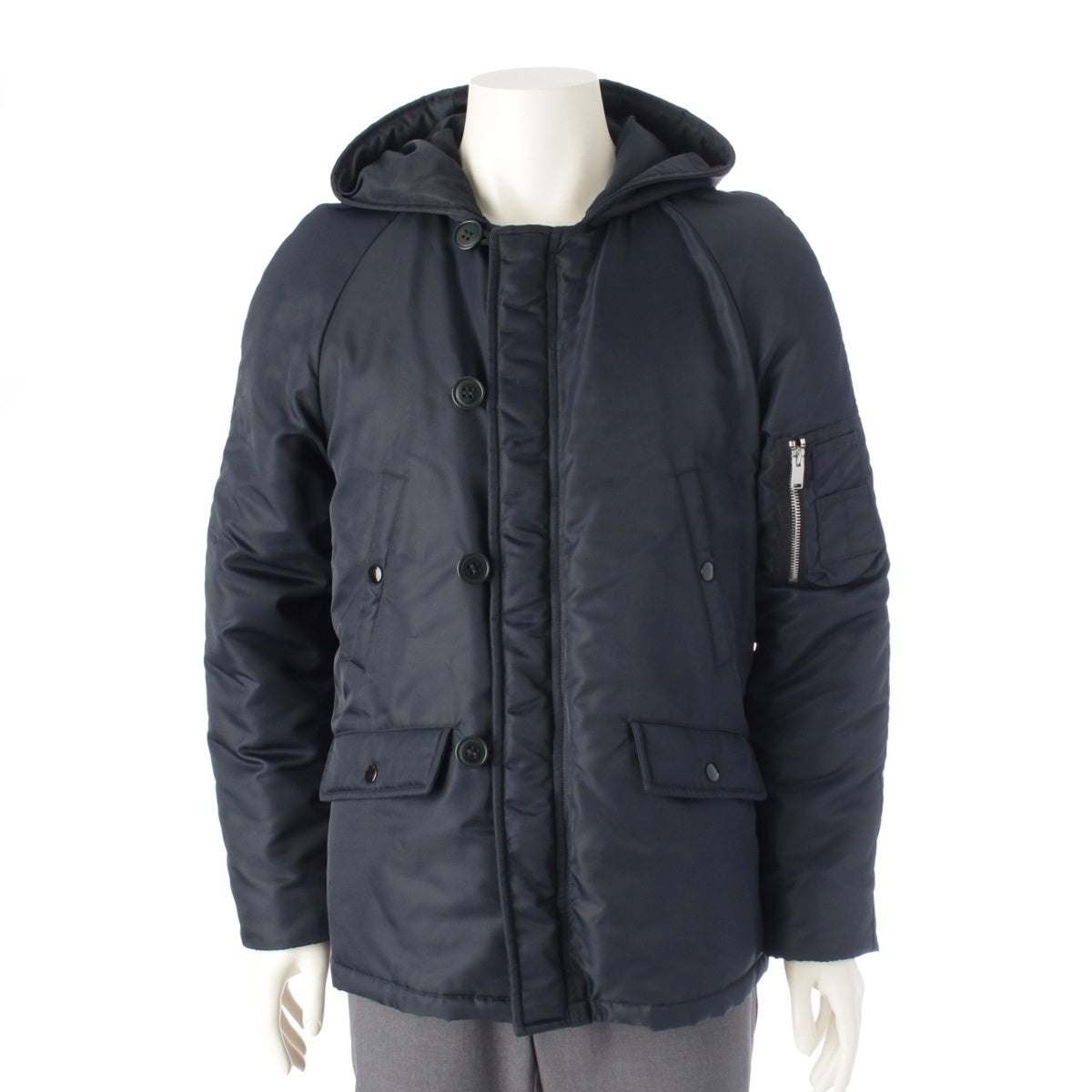 SAINT LAURENT Eddie's padded hoodie Military coat Flight Jacket Outerwear 40808 Navy 46