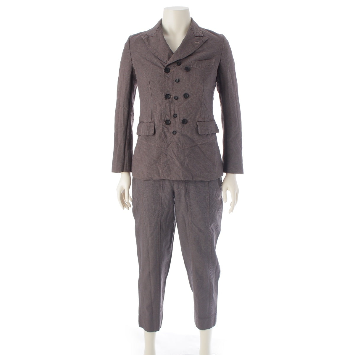 COMME des GARCONS HOMME DEUX AD2024 Plaid Pattern Button Design Jacket Pants setup suit DO-J030 DO-P030 Brown XS