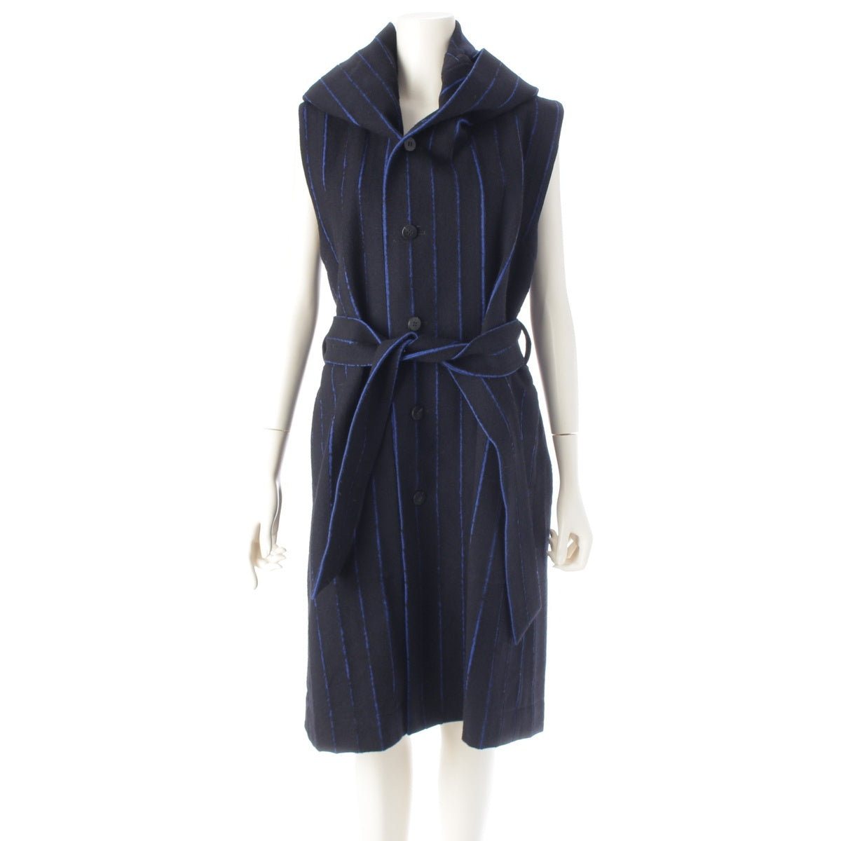 ISSEY MIYAKE Wool switching Sleeveless Hooded outer coat IM74FE501 Black blue 2