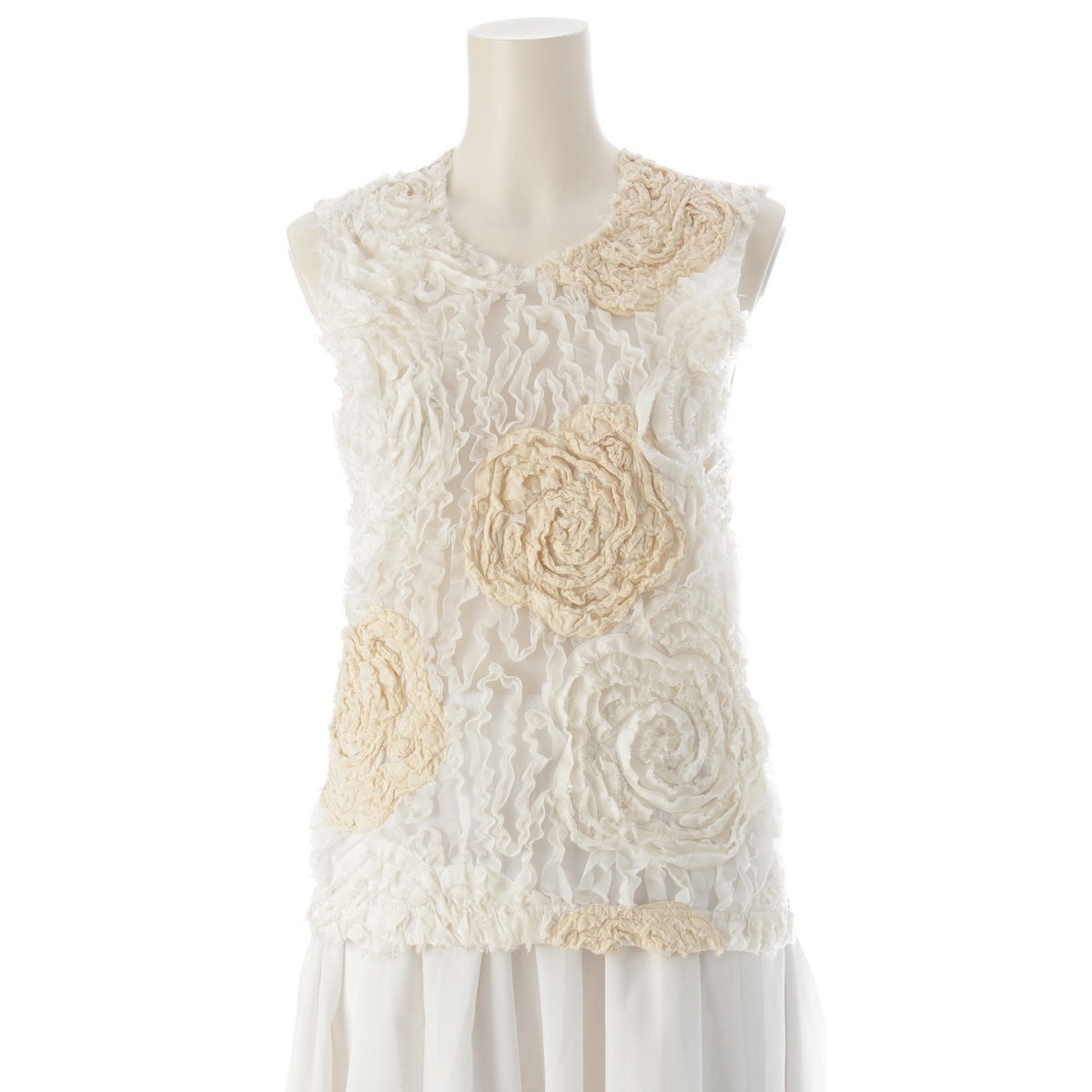 COMME des GARCONS Flower motif frills tops GI-T004 Off-white beige XS