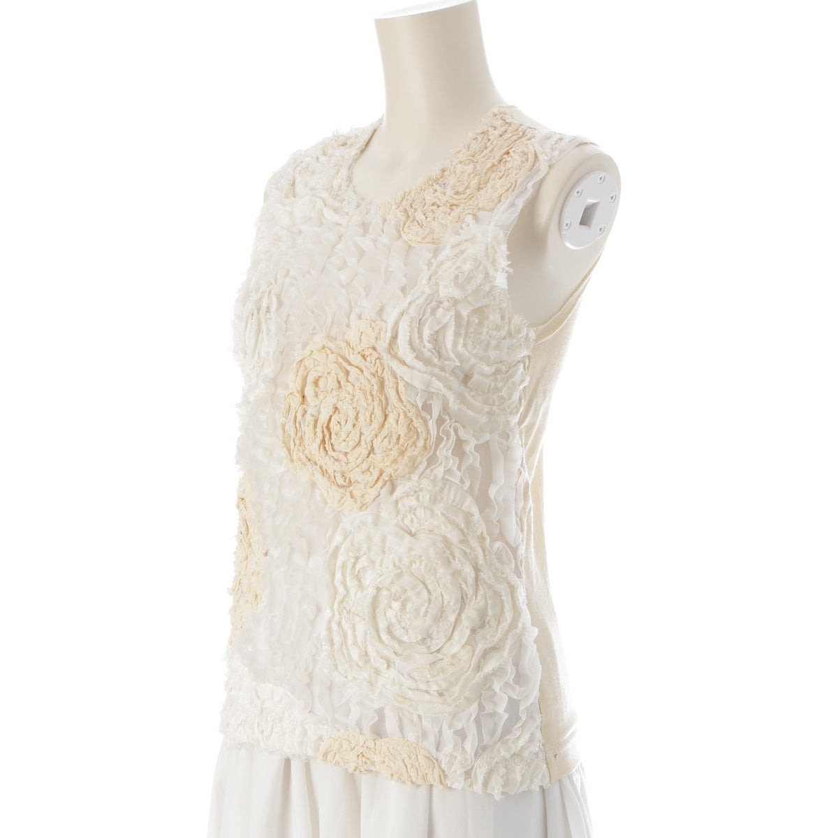 COMME des GARCONS Flower motif frills tops GI-T004 Off-white beige XS