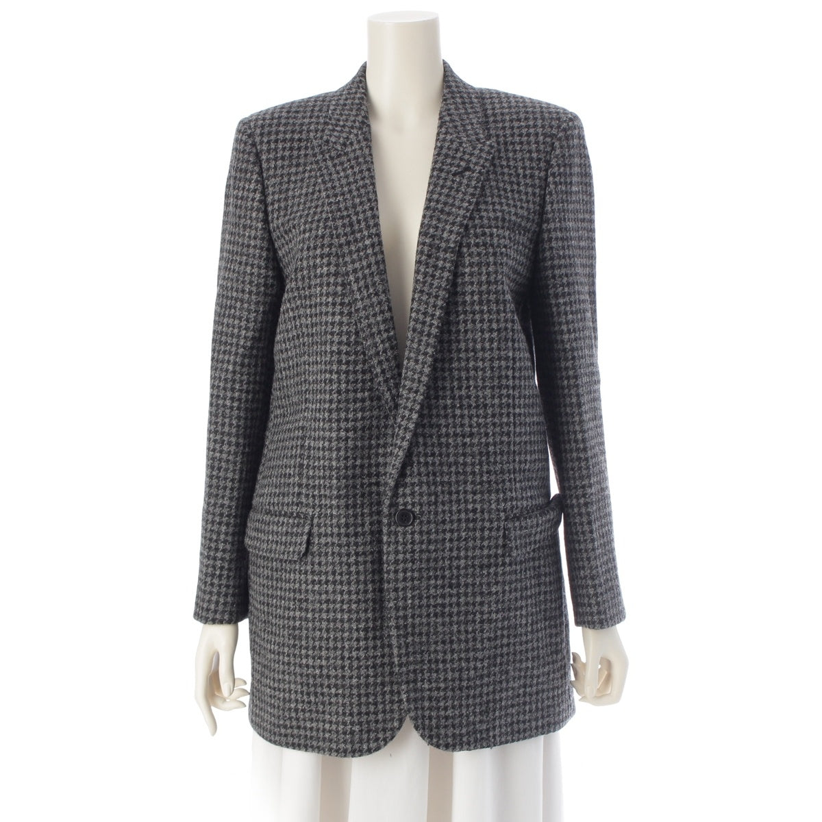 SAINT LAURENT wool Staggered pattern tailored jacket outer 401544 gray F42