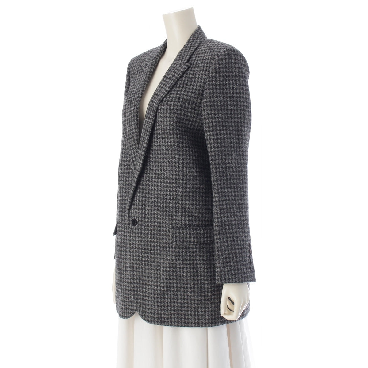 SAINT LAURENT wool Staggered pattern tailored jacket outer 401544 gray F42