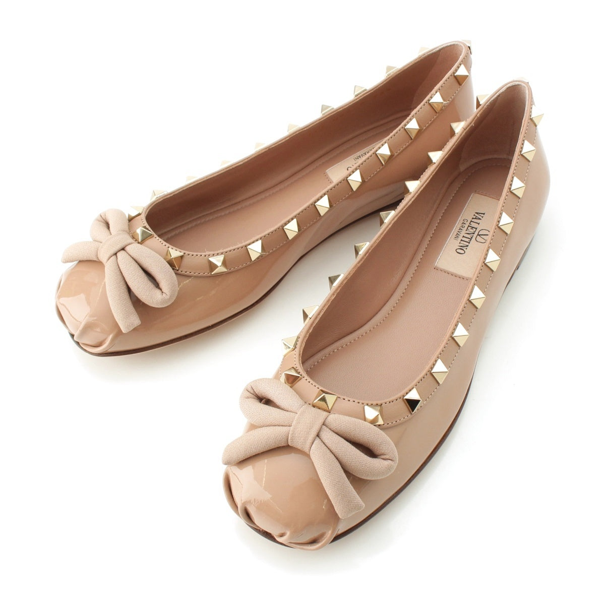 VALENTINO Ballerina Rockstud pumps shoes Beige gold 35.5