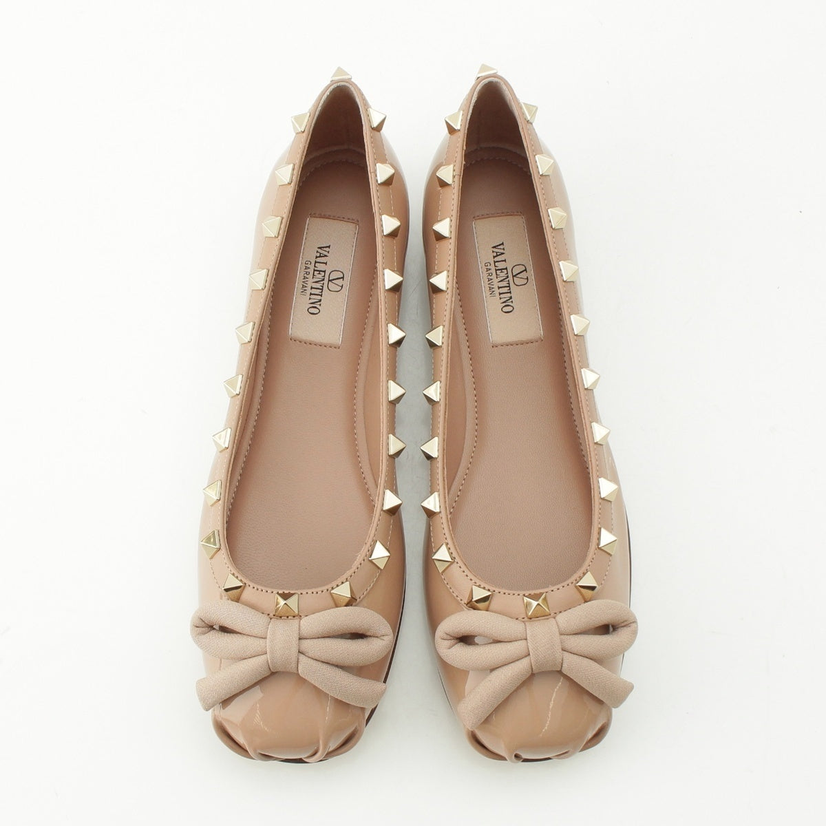 VALENTINO Ballerina Rockstud pumps shoes Beige gold 35.5