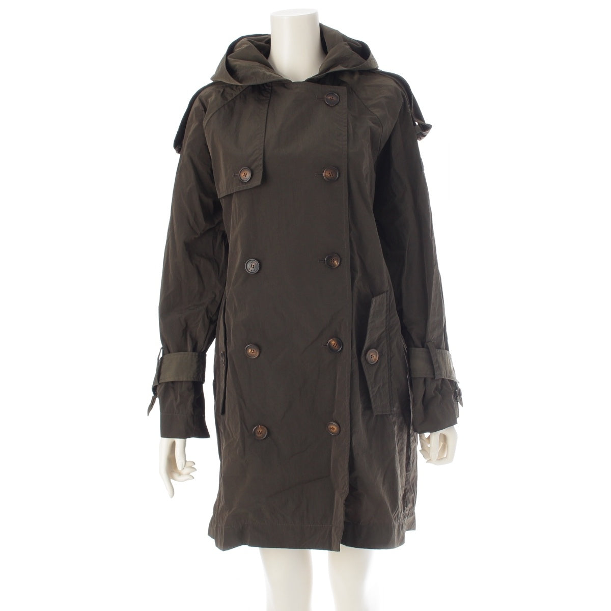 TATRAS ONATA Nylon Raglan sleeve logo patch outerwear with hood, double layer, long trench coat LTK20S4248 khaki 02