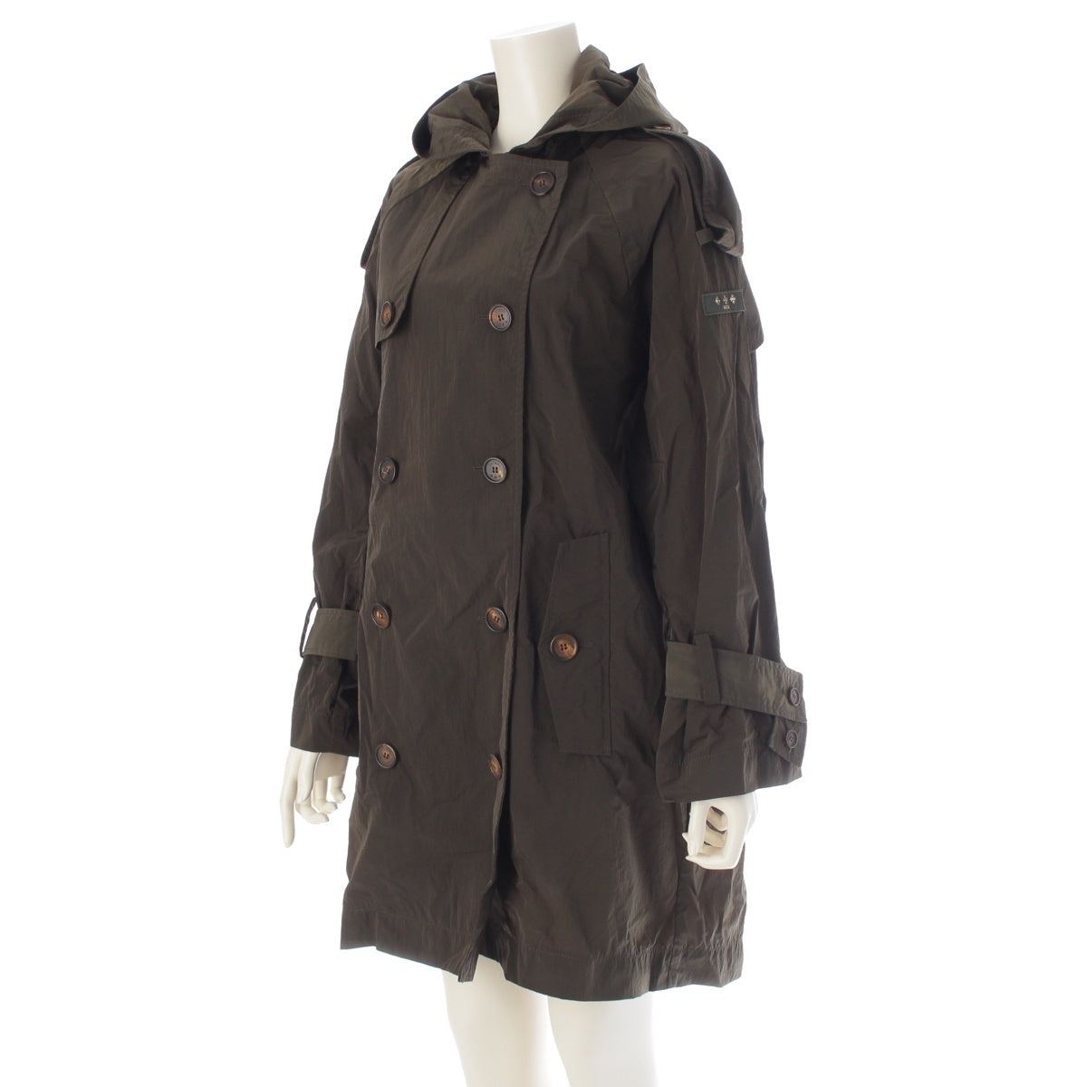 TATRAS ONATA Nylon Raglan sleeve logo patch outerwear with hood, double layer, long trench coat LTK20S4248 khaki 02