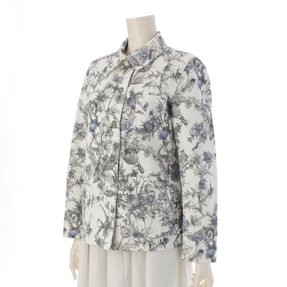 Dior cotton Dior Chardons Caro Denim Jacket 512V16A3017 white F36