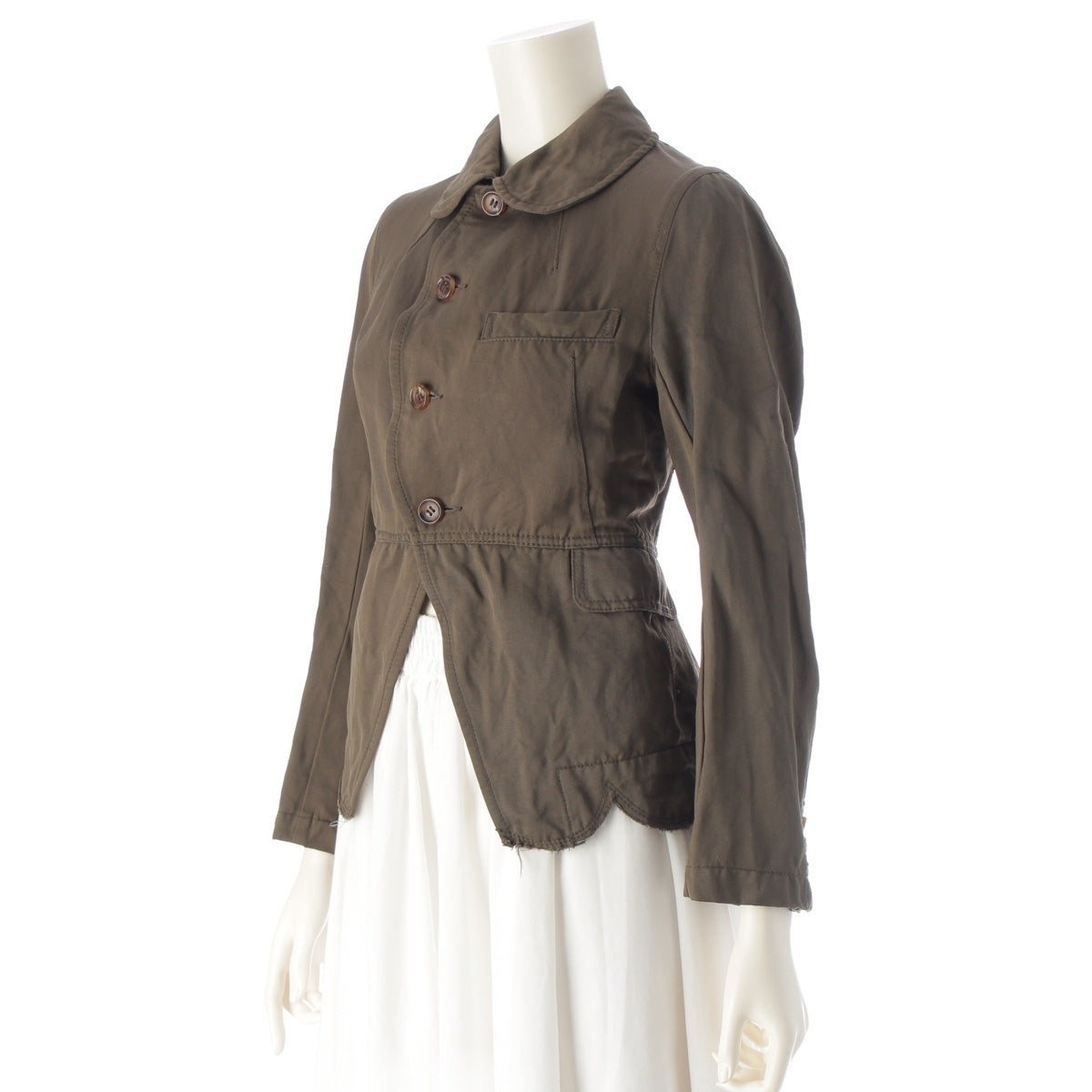 COMME des GARCONS Nylon Linen Round collar Military jacket GE-J071 Khaki olive system XS