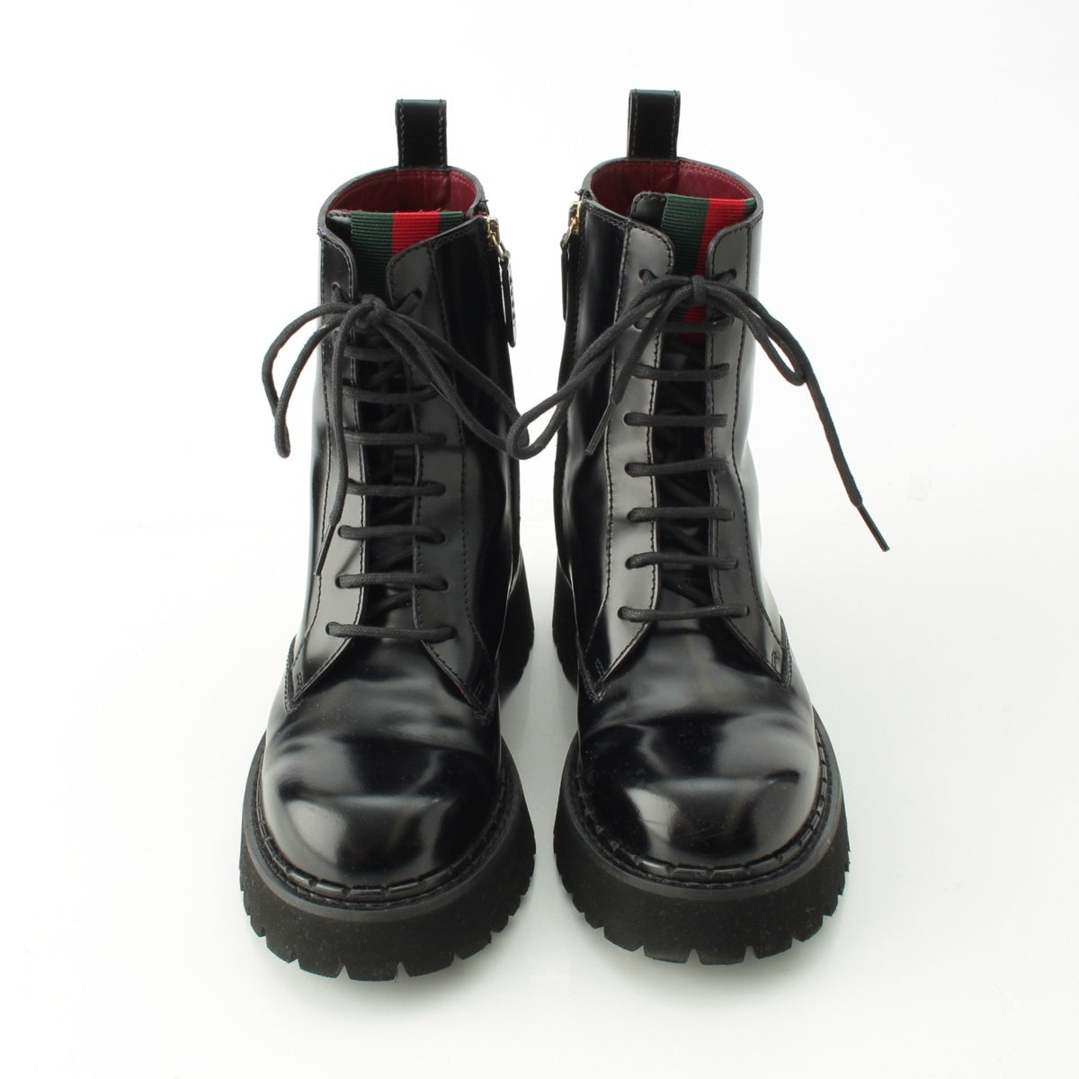 GUCCI Sherry line leather Side web ankle boots 794394 black 39 1/2