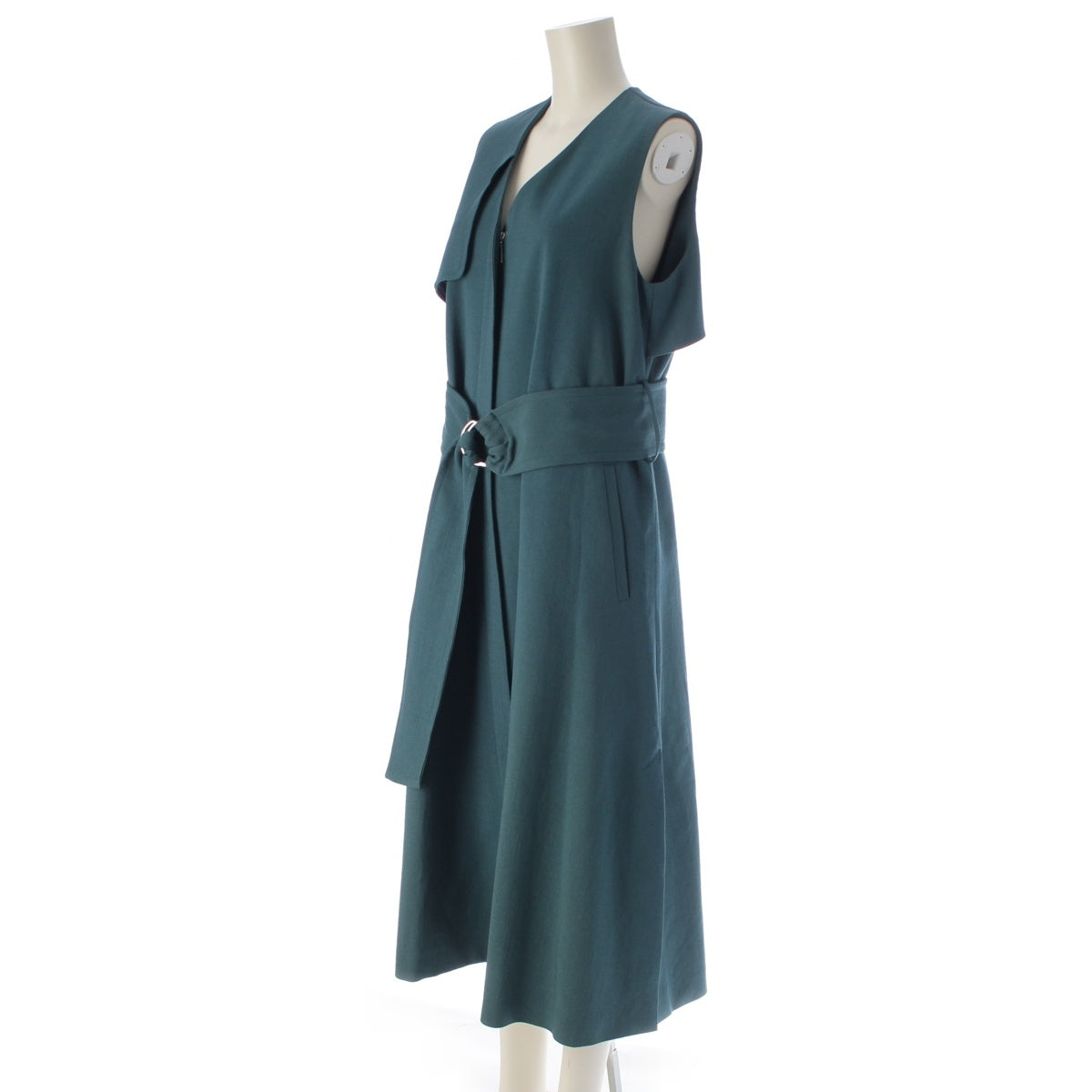 ebure V-neck zip-up 2-way vest one piece Outerwear Dress green 36