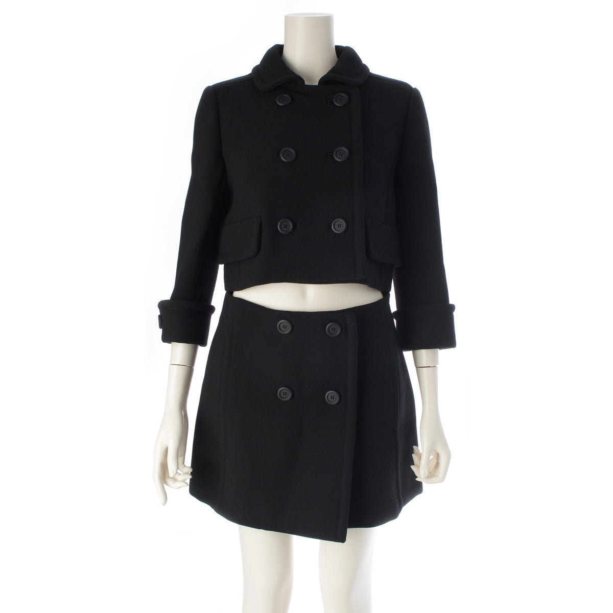 MIUMIU Double-breasted cropped jacket, wrap, mini Skirt setup MH1959/MG2322 black 38/40