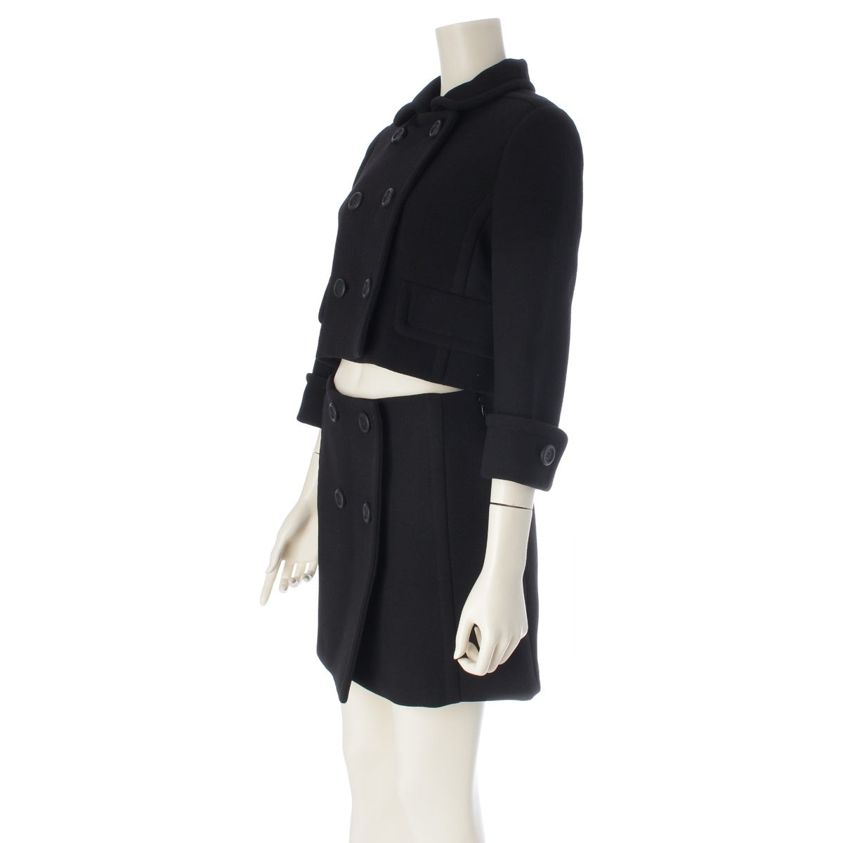 MIUMIU Double-breasted cropped jacket, wrap, mini Skirt setup MH1959/MG2322 black 38/40