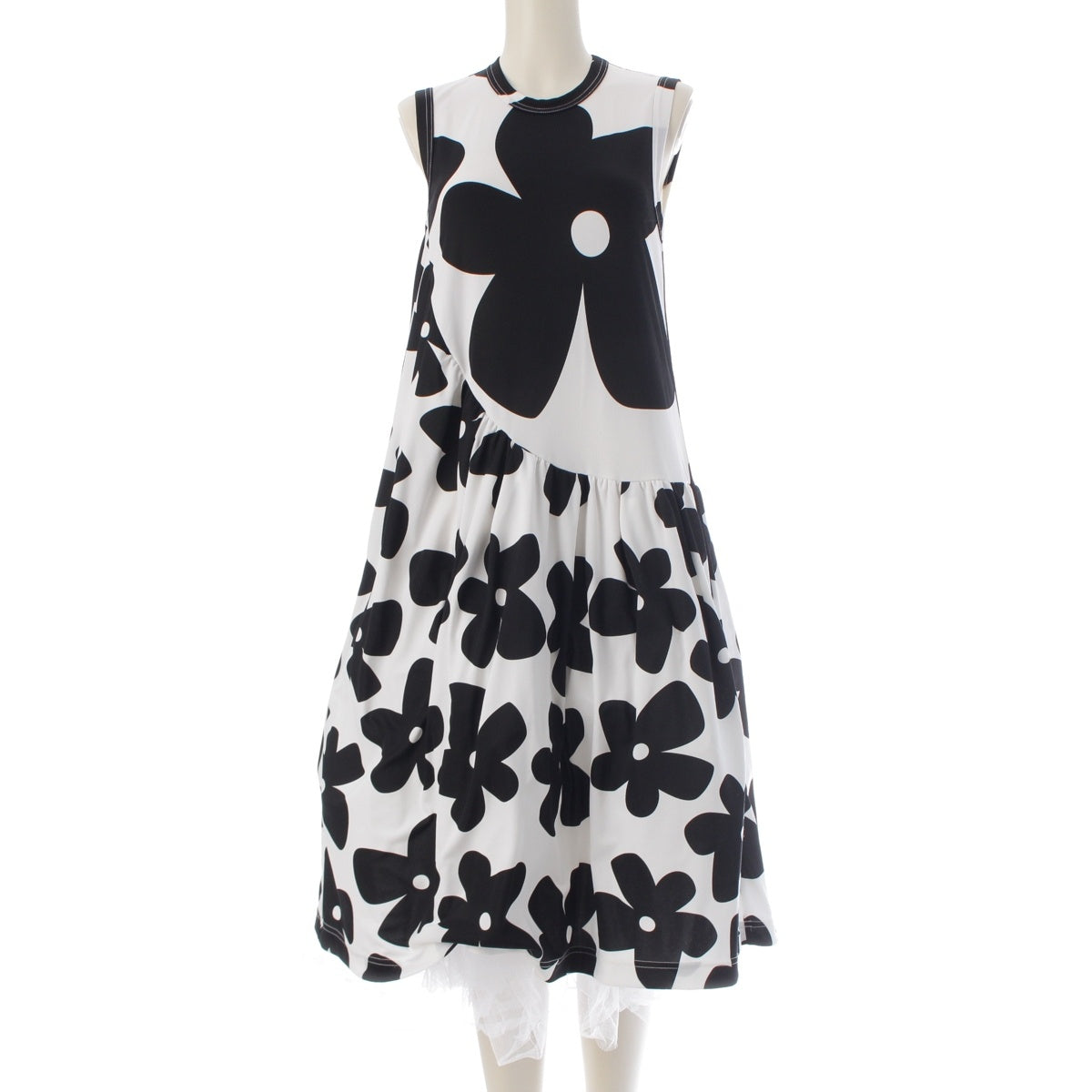 COMME des GARCONS Tulle layered sleeveless one piece GI-T021 White black XS