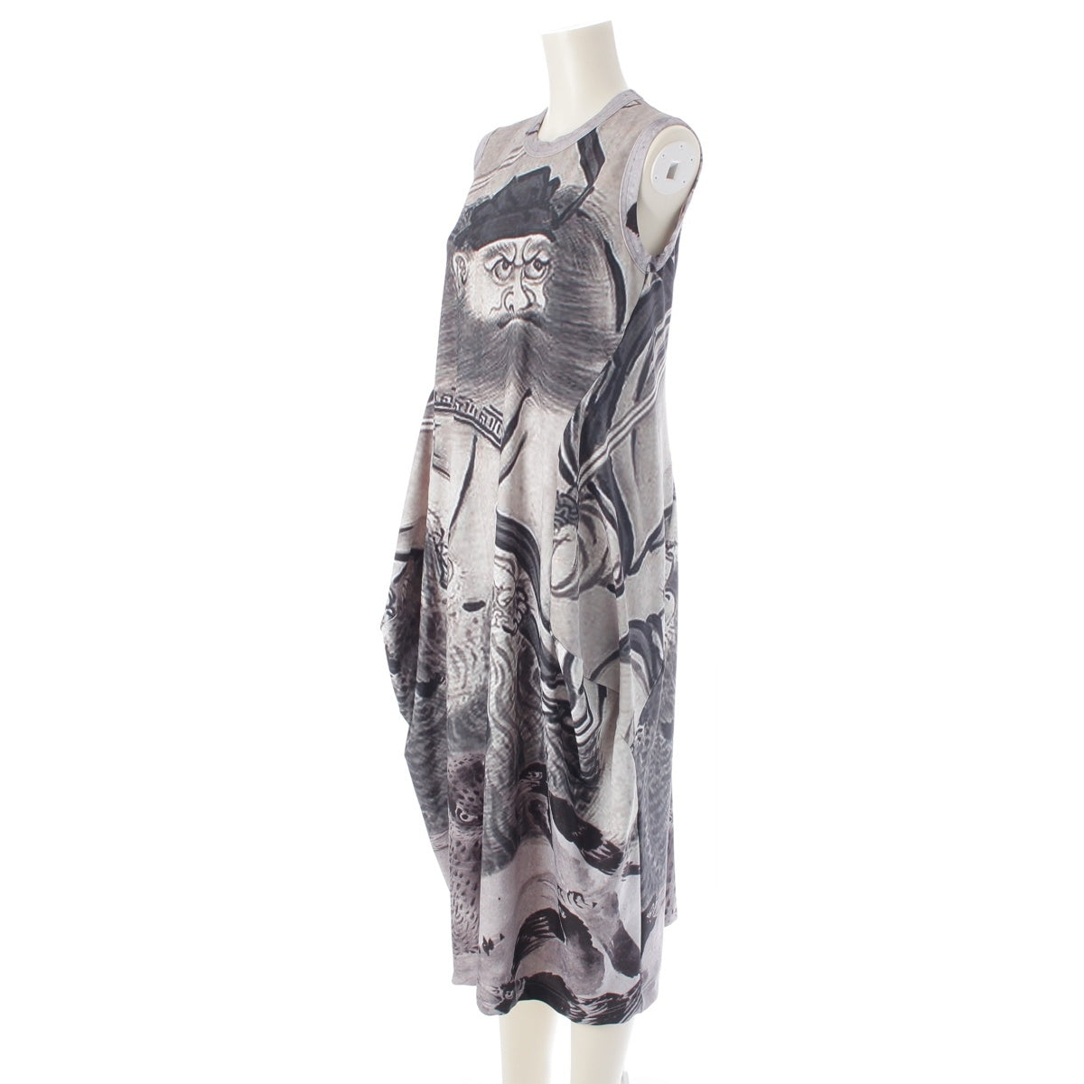 COMME des GARCONS Yukimura Shuji graphic all-over print sleeveless top one piece dress Monochrome Gray XS
