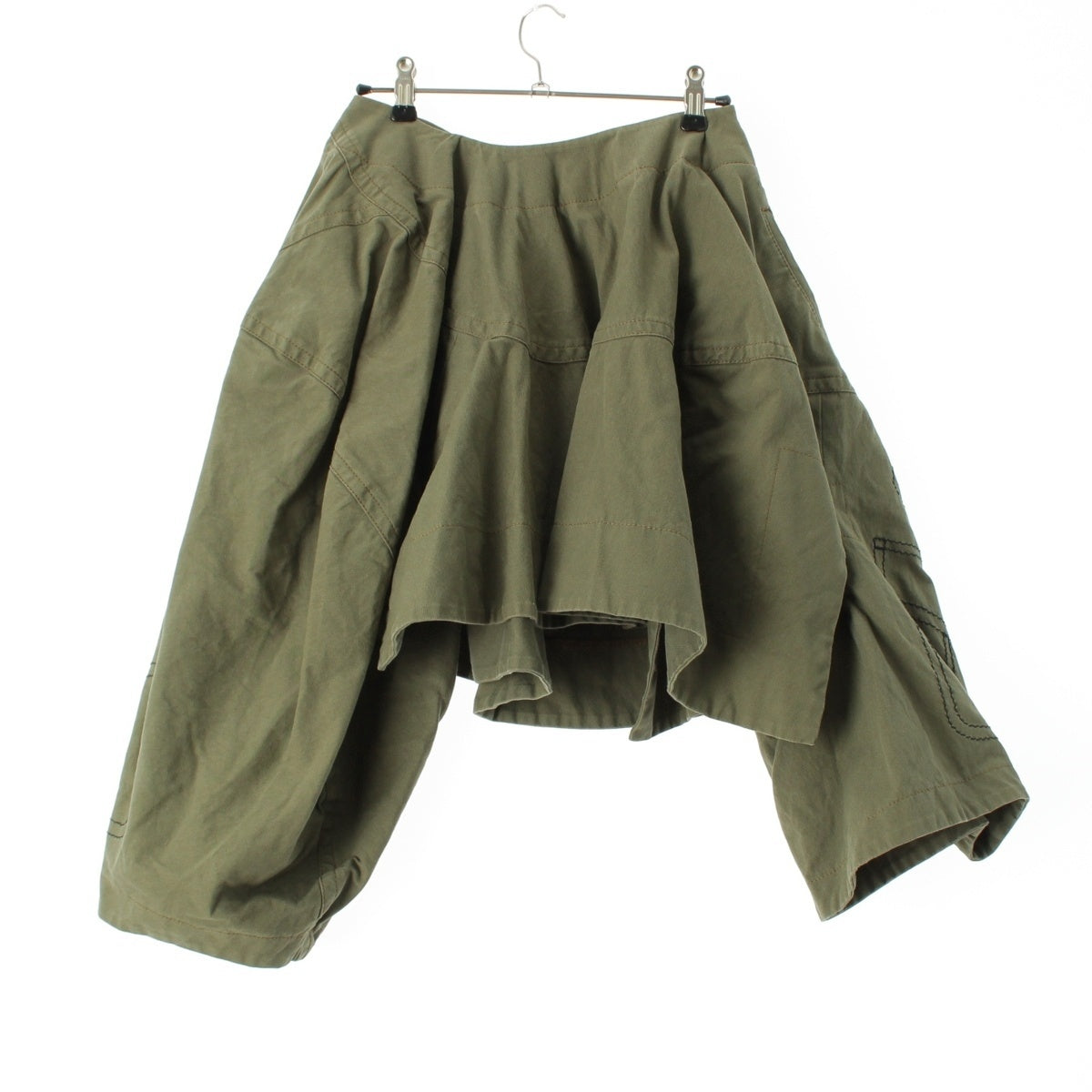 COMME des GARCONS cotton Trompe l'oeil fake pocket sarouel style skirt Bottoms GD-P009 khaki XS