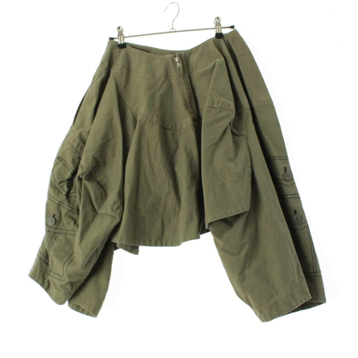 COMME des GARCONS cotton Trompe l'oeil fake pocket sarouel style skirt Bottoms GD-P009 khaki XS
