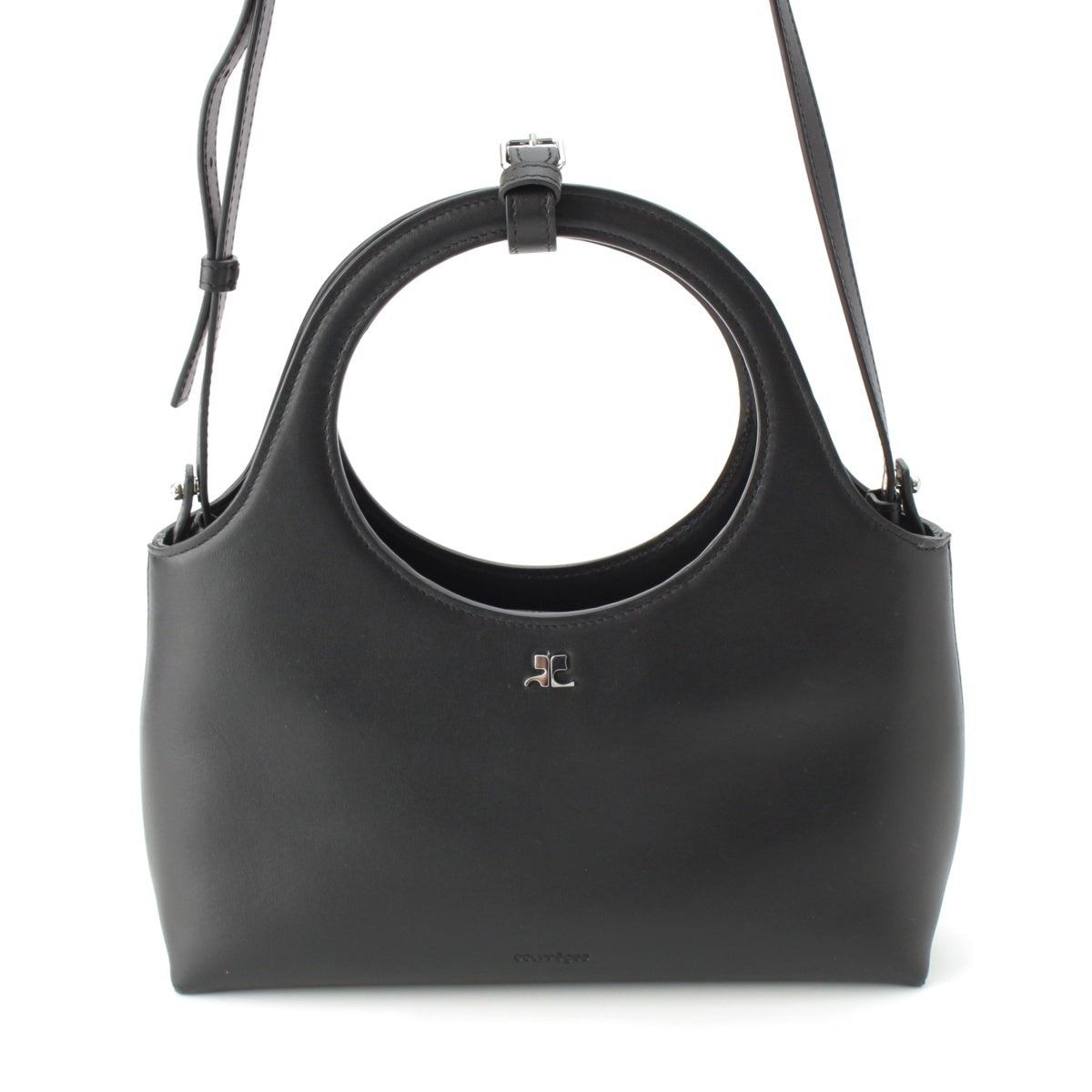 courreges HOLY DAY leather Mini Logo 2-Way Shoulder Bag Handbag black