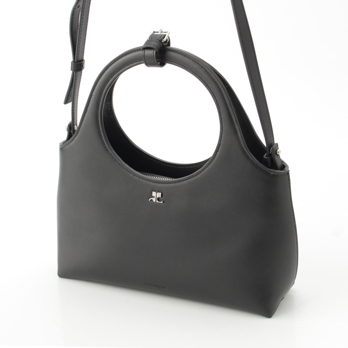 courreges HOLY DAY leather Mini Logo 2-Way Shoulder Bag Handbag black
